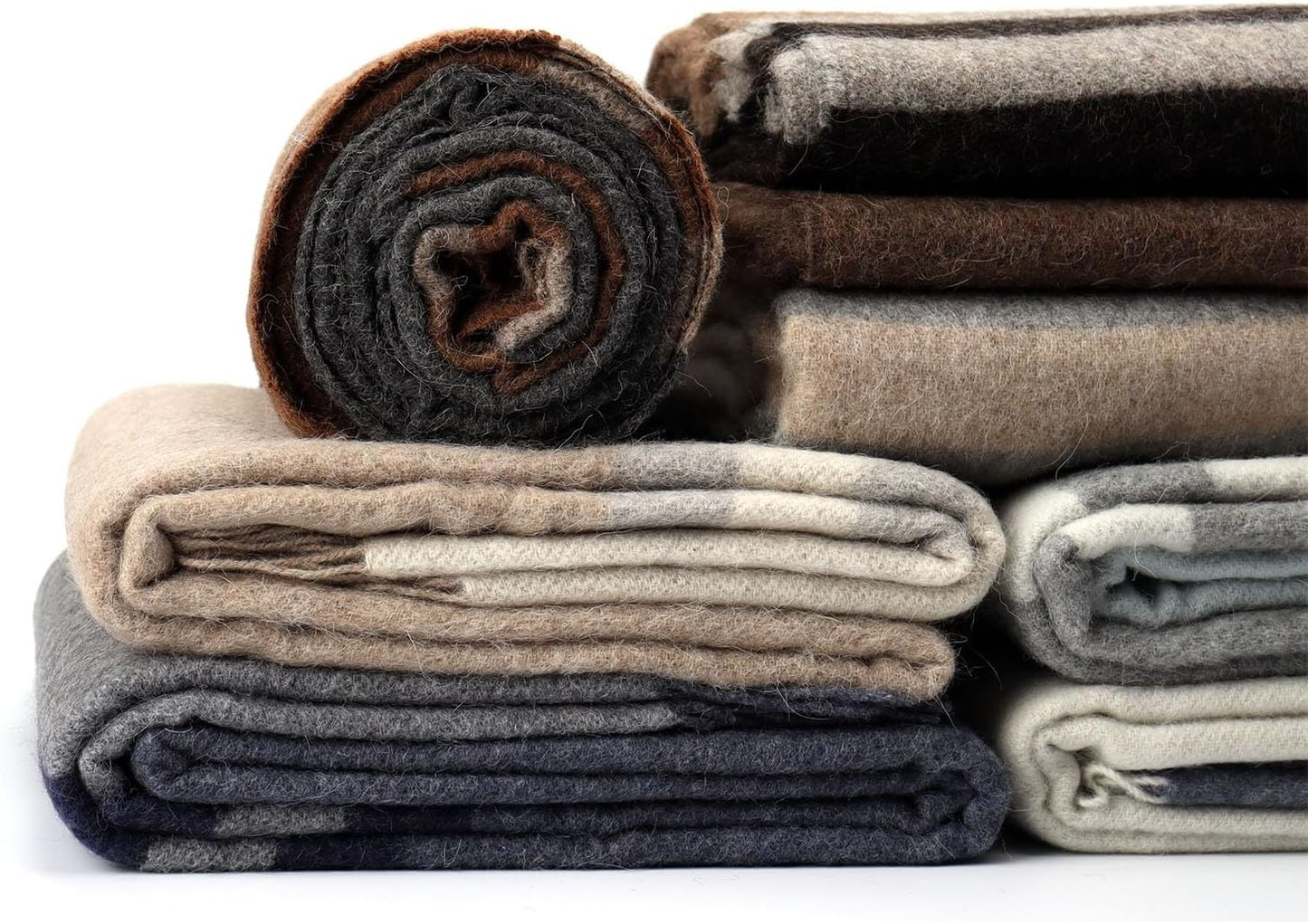 Superfine Alpaca Wool Throw Blanket - Lightweight Alpaca Merino Wool Throw Blankets | Soft Peruvian Alpaca Blanket Wool Blanket Striped Design 63" x 52" (Desert Sand/Espresso/Ash Gray)