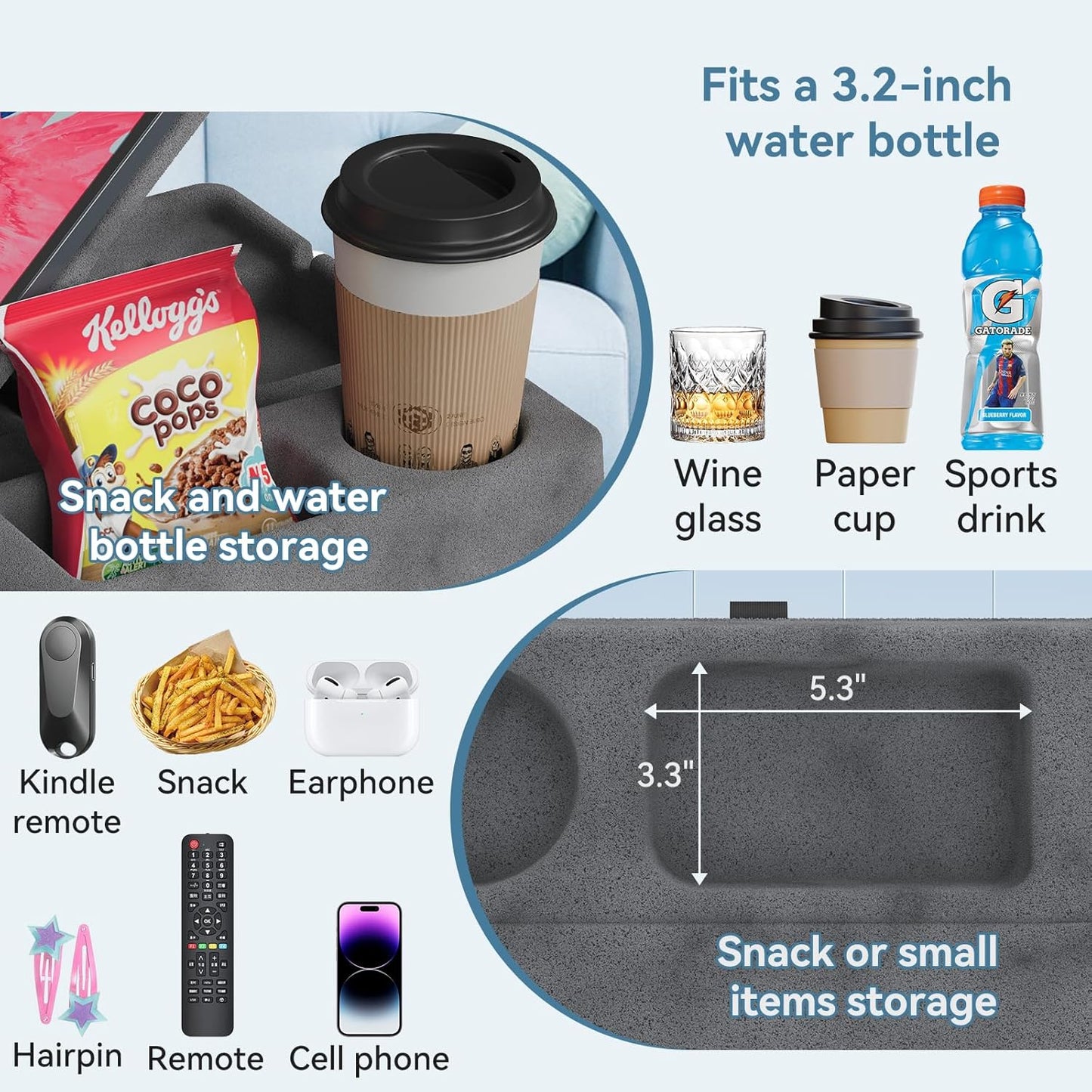Tablet Pillow Stand for Lap, Bed and Desk, Foldable Soft iPad Holder with Snack Bowl for Kindle,Phone,Tablet,E-Reader,Free Reading and Relaxation on Bed,Couch,Recliner,Gray