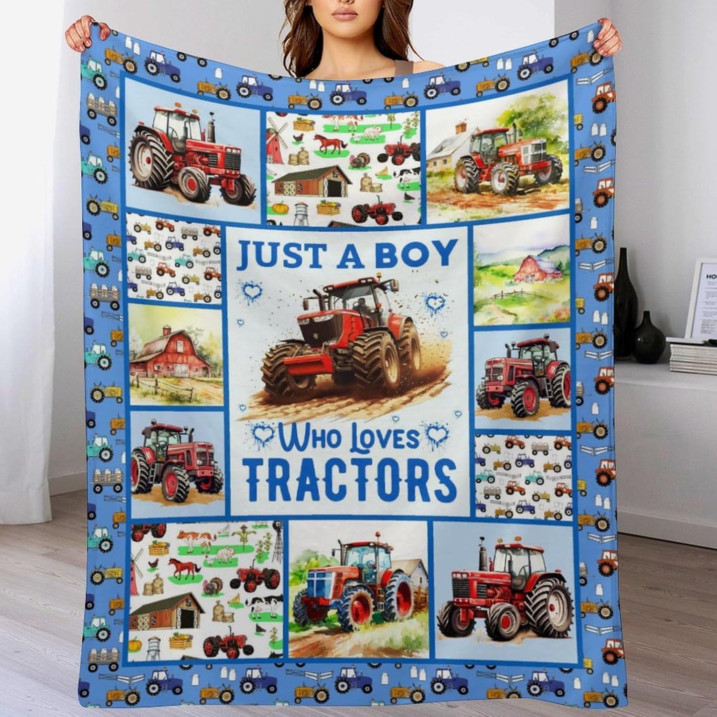 Tractor Throw Blanket - Soft Flannel Blankets for Teens Adults Women Men Tractor Lovers - Warm Throw Blankets for All Season Lap, Chair, Sofa - 70"x50"