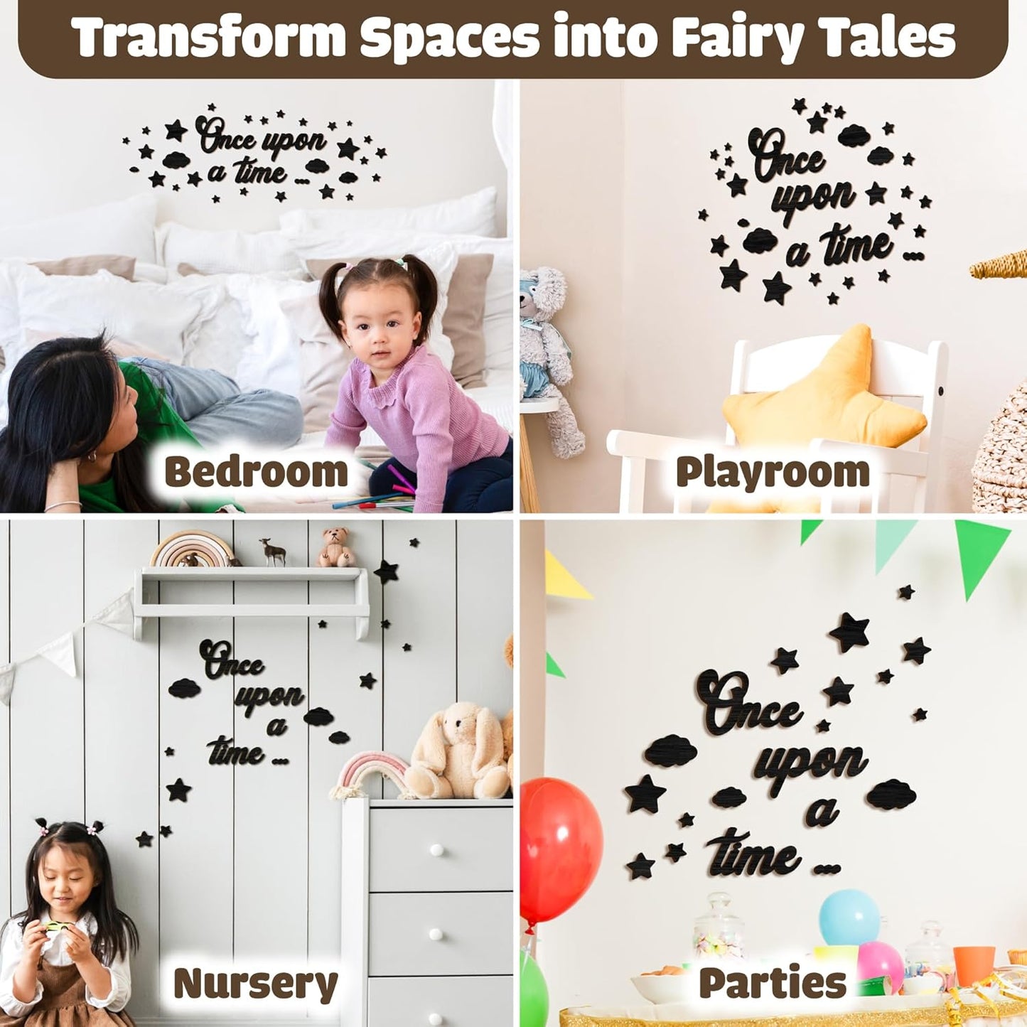 Once Upon A Time Sign For Nursery Decor - Once Upon A Time Wall Decor, Reading Corner Decorations For Kids, Wood Reading Sign For Kids Bookshelf Decor