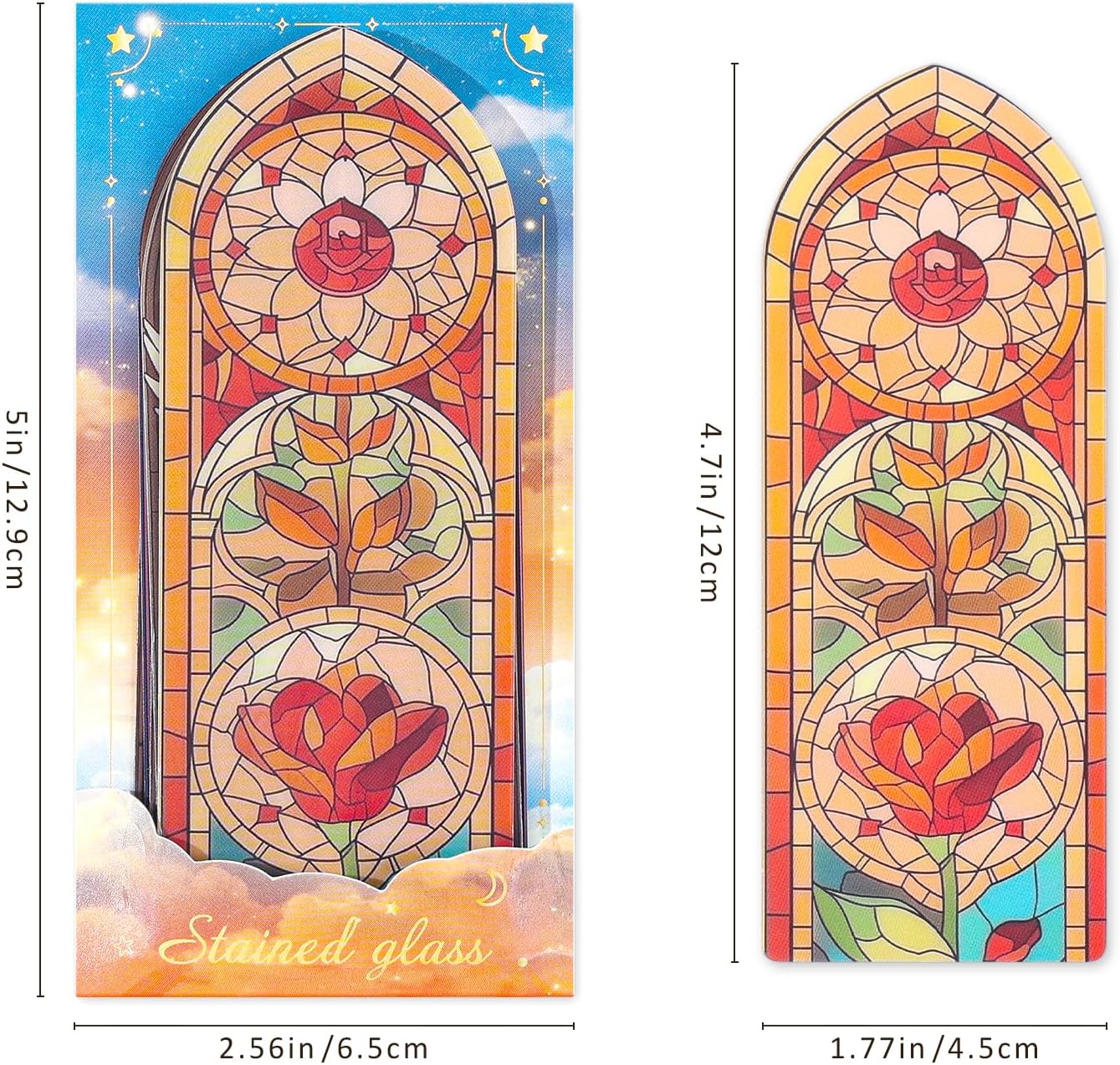 12 PCS Stained Glass Theme PET Bookmarks for Women, Lightweight Church Window Bookmark Set Artistic Book Mark for Girls, Readers, Teenage, Christmas New Year Gift Birthday Present for Book Lovers
