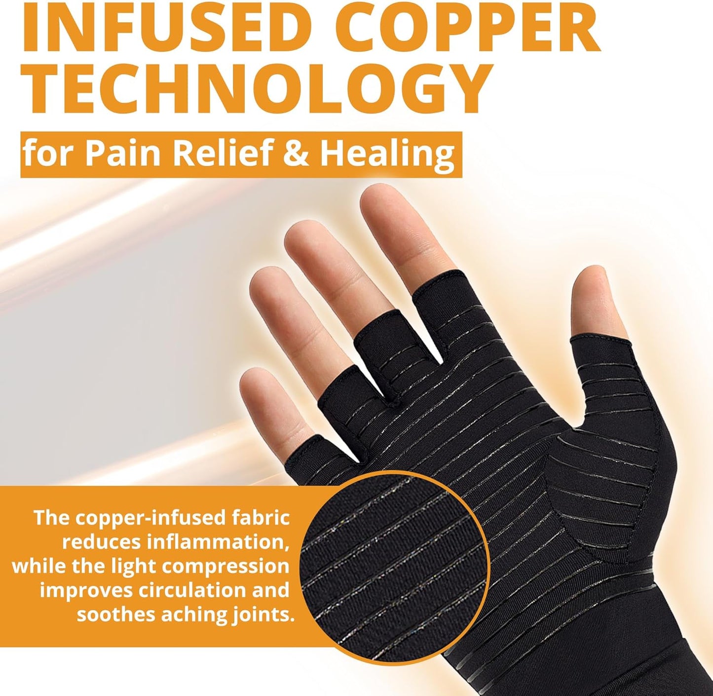 Fititude: Copper Infused Compression Gloves Half Finger | Helps Recovery from Arthritis, Swelling, Joint, Hand Pain Relief