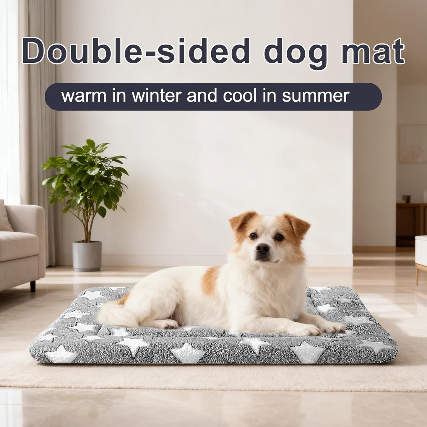 Dog Bed Mat, Reversible Crate Pads for Small/Medium/Large Dogs & Cats Sleeping, Portable & Soft, Dog Beds Crate Pad M(30"*20"*1.5")