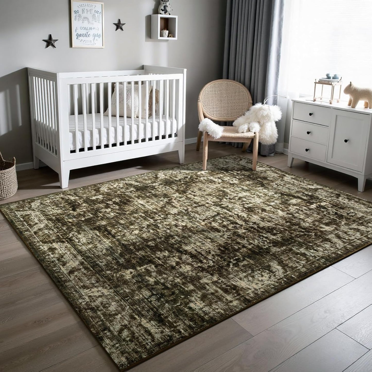 8x10 Non Slip Area Rug, Modern Soft Rugs for Living Room Machine Washable Easy Clean, Kids Pet Friendly Non Shedding, Comfortable for Bedroom Dining Room Kitchen Home Office Floor