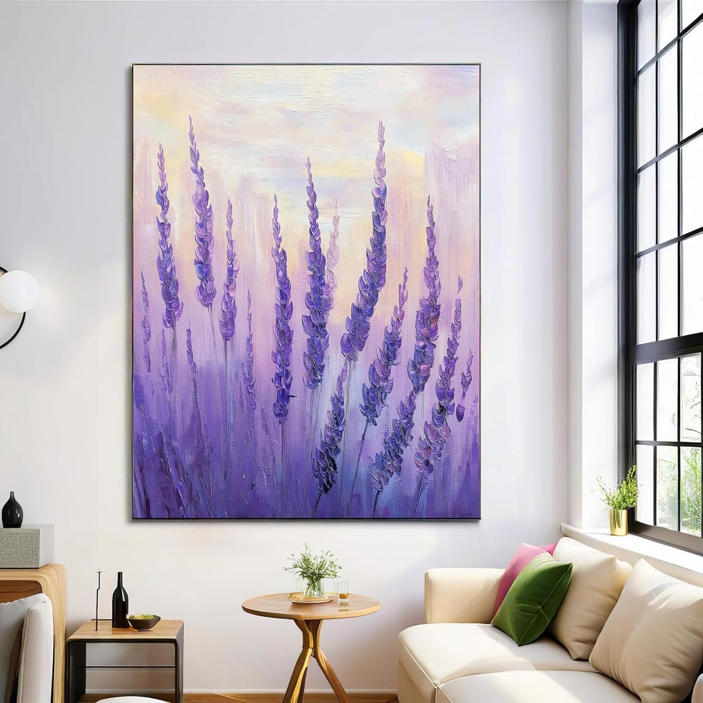 GDJSMIN Fantasy Theme Wall Art, Lavender Oil Painting Poster for Reading Room Living Room Decor 24 x 36 inch Unframed