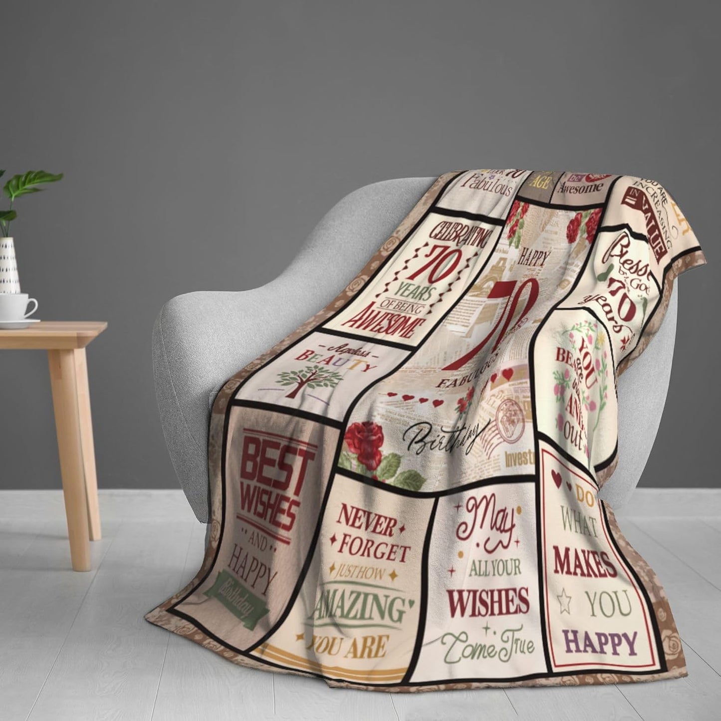 70th Birthday Gifts for Women, Gift for 70 Year Old Woman, 70 Year Old Birthday Gifts for Women, Happy 70th Bday Decorations for Woman,1955 Bday Gift Blanket 60"X50", Present for Age Seventy