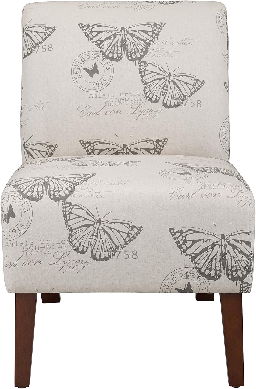 Linon Butterfly, Dark Espresso Linen Lily Chair, 21.5" W x 29.5" D x 31.5" H