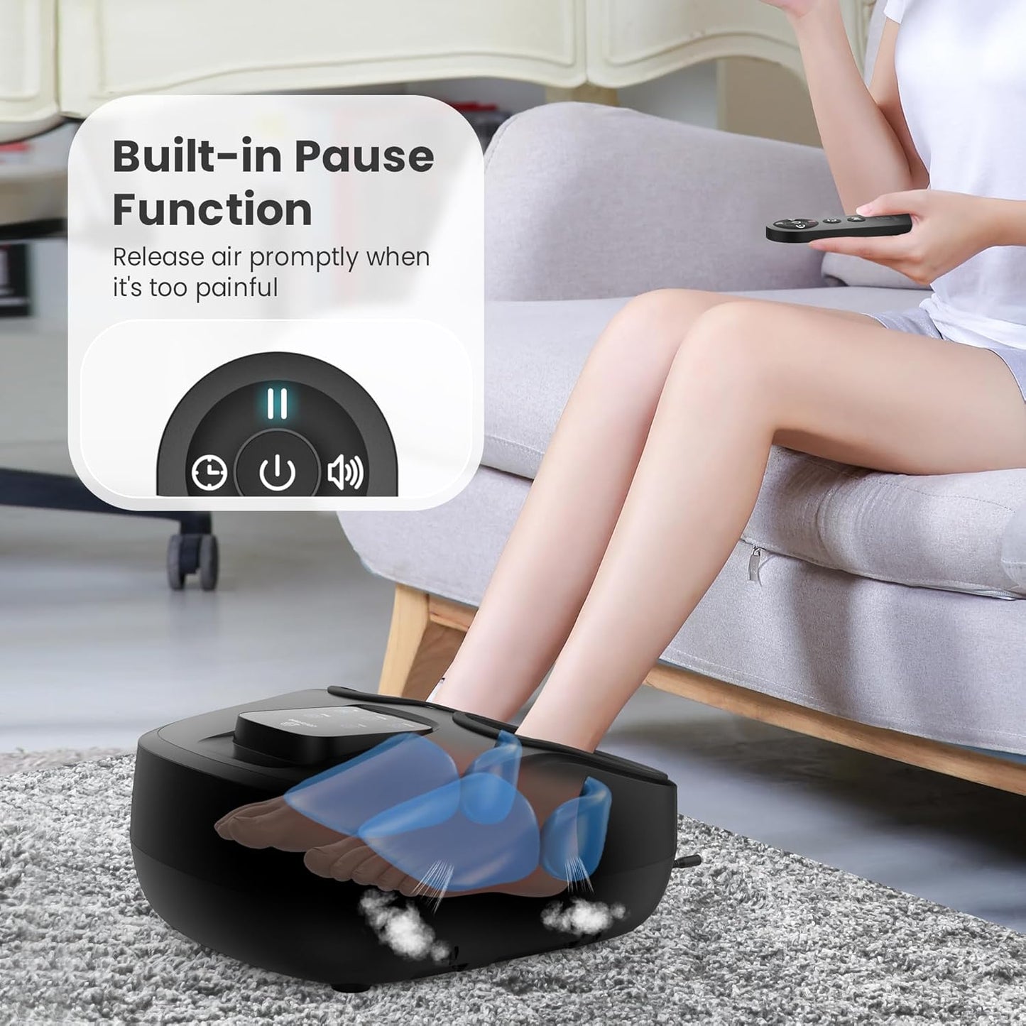 COMFIER Shiatsu Foot Massager with Heat,Kneading, Compression, Massage Machine for Plantar Fasciitis Neuropathy, Remote Control,Heated Foot Warmer, Gifts for Men,Women,Size 13