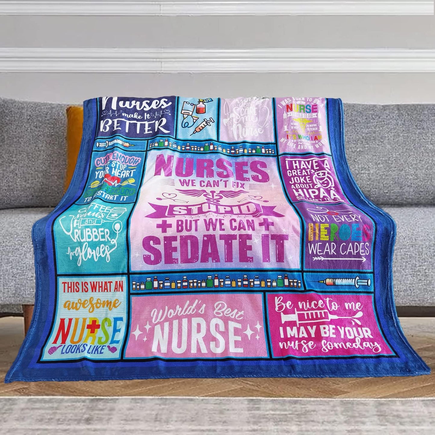 Nurse Gifts for Women, Gifts for Nurses Throw Blankets 50"x60", RN Gifts for Nurse Practitioner, Nurses Week/Day Gifts, Nursing School Graduate Birthday Appreciation Gifts