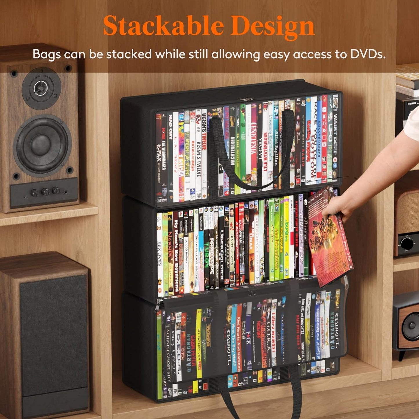 Lifewit DVD Storage Bags 6 Pack, Clear PVC Plastic DVD Organizer with Handles and Zipper, Media Holder for Blu Ray Disc, Movie Cases, VHS Box, Video Game Disks, Albums, Holds 240 Pcs DVDs (40 Each)