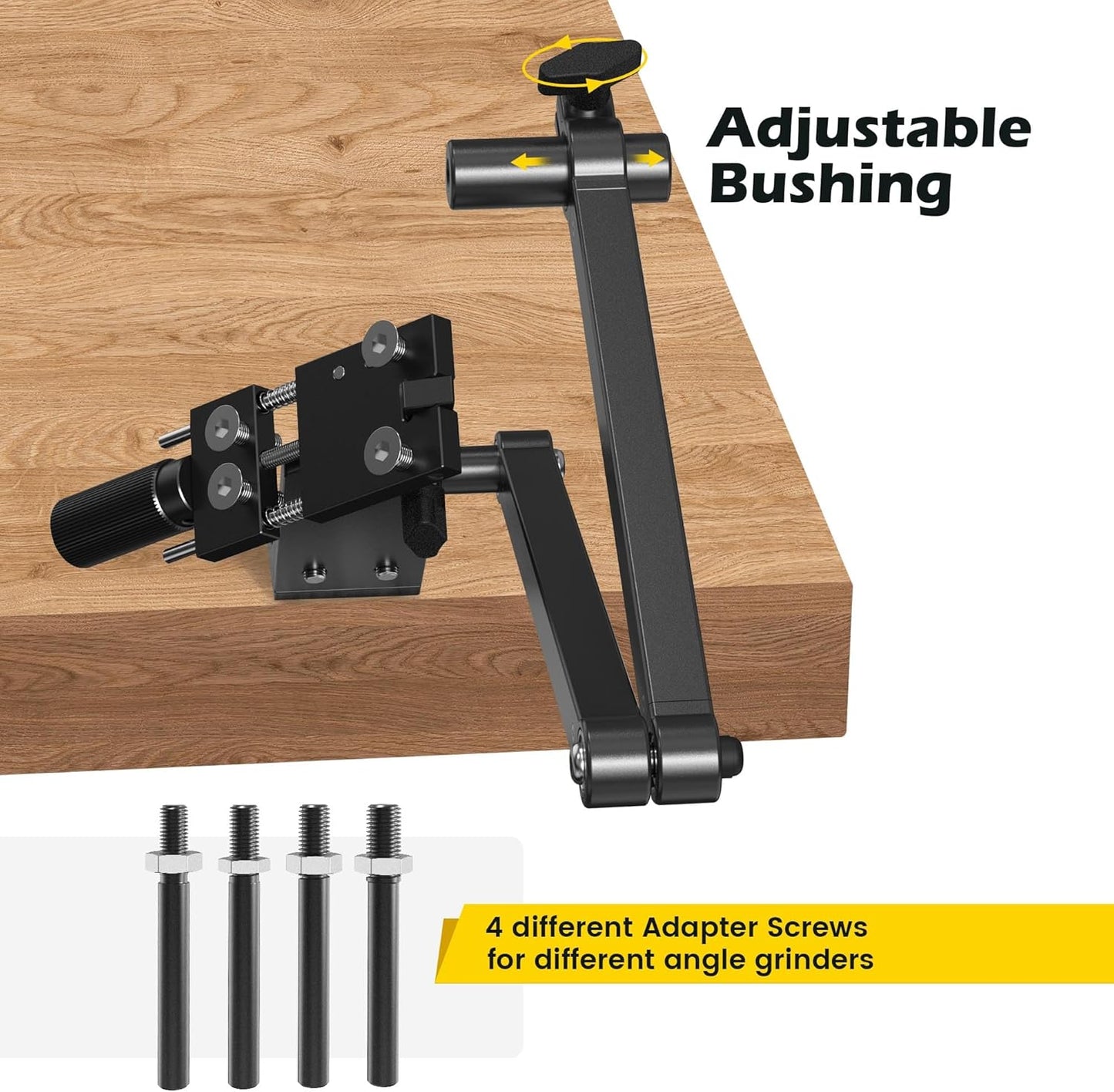 SporGain [Updated] Lawn Mower Blade Sharpener 15°-45° Adjustable Frame with Ball Bearing Manufacture Handle for Right & Left Hand Blades, Use with Angle Grinder, Black
