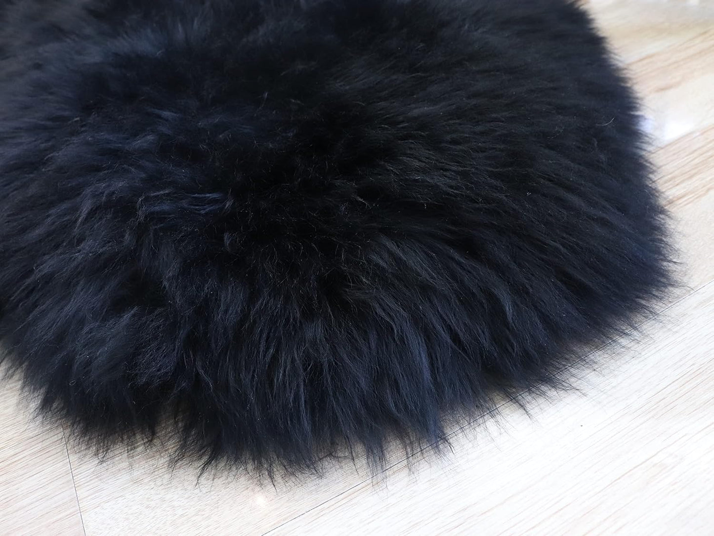 Woolous Sheepskin Rug 4x6 – Genuine New Zealand Large Quad Real Natural Lambskin Area Rug Carpet for Bedroom, Living Room, and Nursery Décor（Black,Quad pelt 4x6）