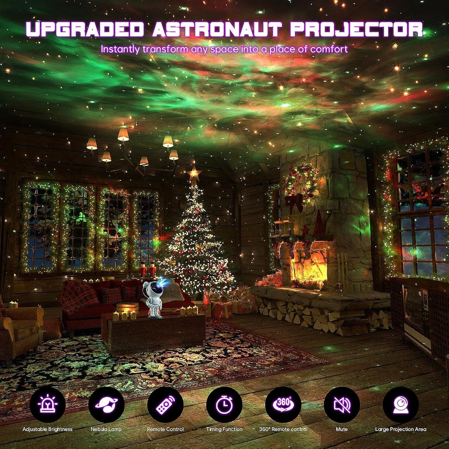 Astronaut Projector, LED Starry Sky Galaxy Projector, Night Light with Remote Control & Timer, Star Light Projector with Nabula Christmas Gift for Kids Adult for Bedroom, Room Decor, Party