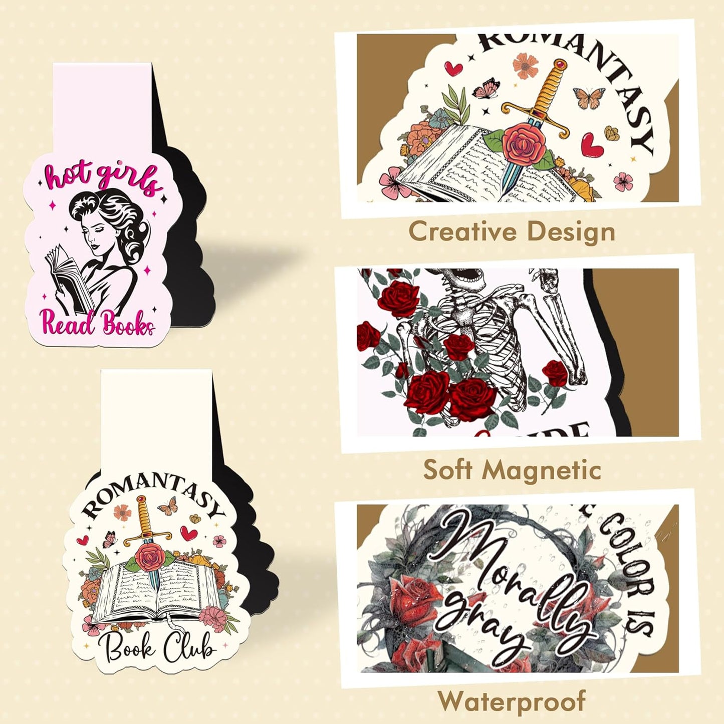 Dark Romance Magnetic Bookmarks: 8 Pcs Funny Magnet Book Page Markers for Reading, Spicy Fairytale Bookmark Clips, Gifts for Women Book Lovers Office School Supplies