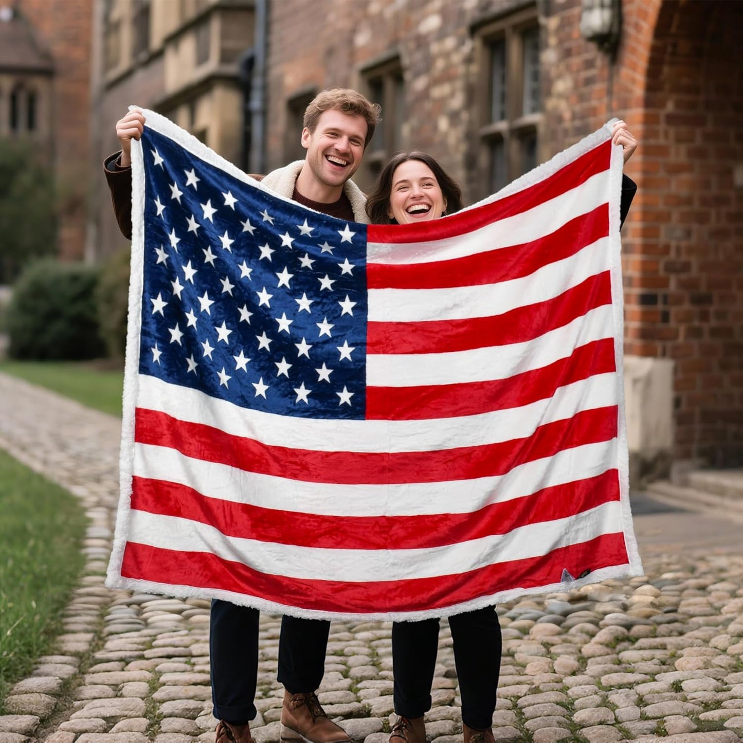 Tirrinia American Flag Blanket Sherpa Fleece Throw, Patriotic Blanket for 4th of July, Veterans Day, USA Decorations, Red White and Blue Reversible Soft Army Gift for Bed Couch Sofa 50"x60"