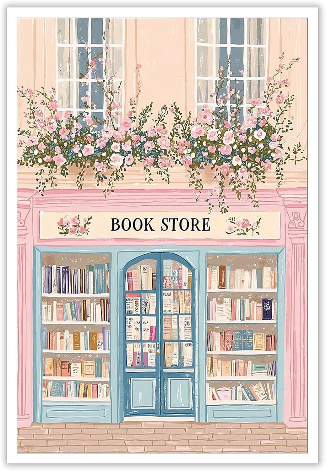 Trendy Charming Bookish Book Store Posters Colorful Pink Floral Literary Canvas Wall Art Preppy Reading Aesthetic Prints Painting For Home Bedroom Dorm Wall Decor 12x16in Unframed