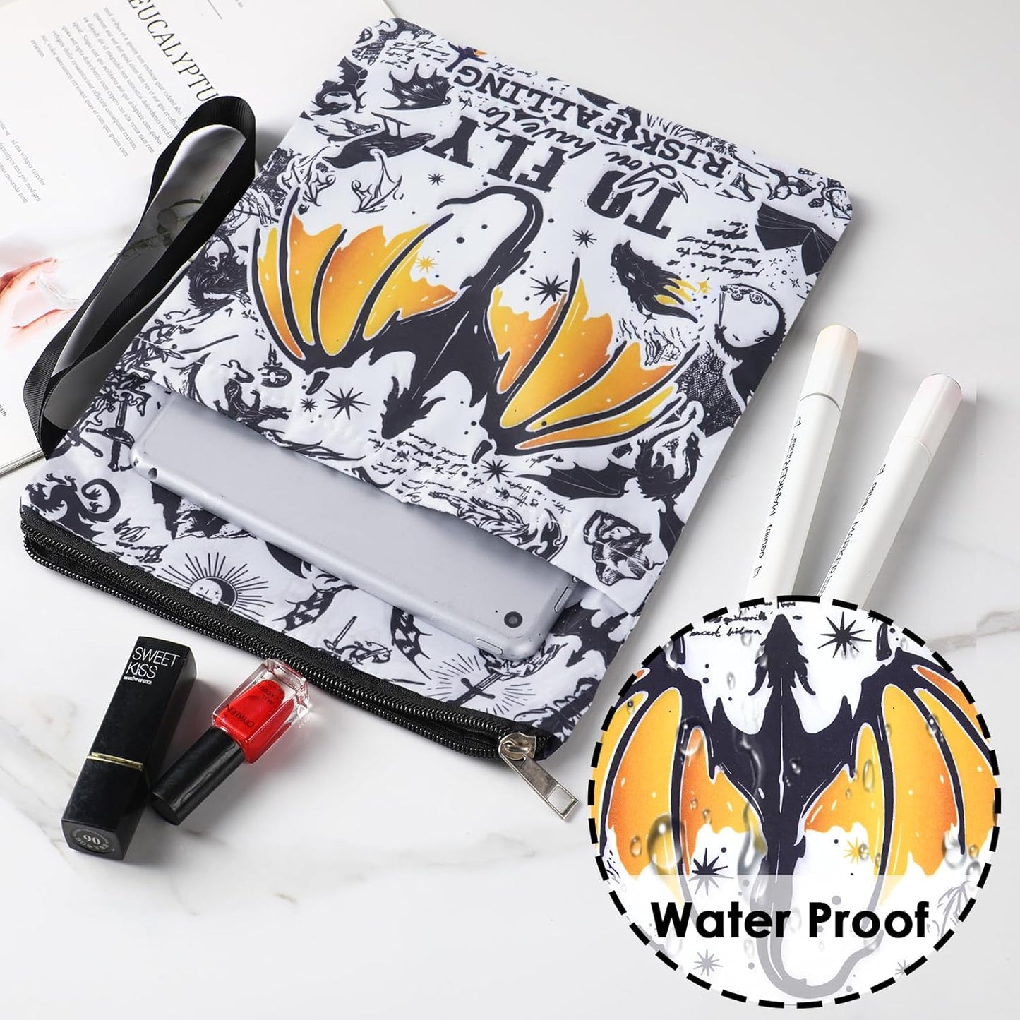 Fourth Wing Book Sleeve - Dragon Paperback Books Cover Protector Waterproof Pouch Bookish Gifts for Bookworms Reading Lovers Novel Merch Reader Accessories Christmas Gift for Women Teacher
