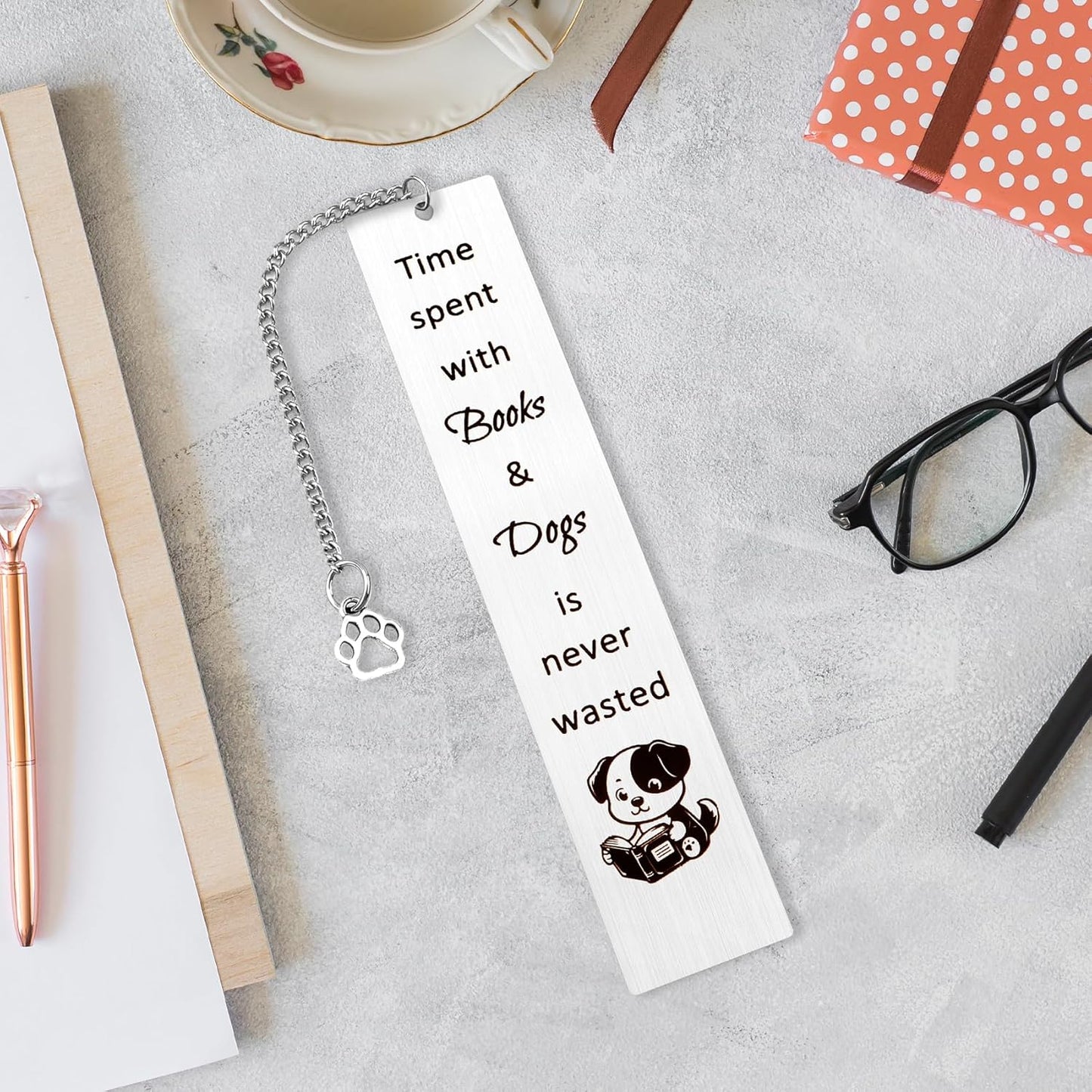 Dog Mom Dad Gifts for Dogs Lovers Book Reading Lovers Gifts Cute Birthday Stocking Stuffers Christmas Gifts for Women Men Sister Son Daughter Personalized Metal Bookmark Book Mark