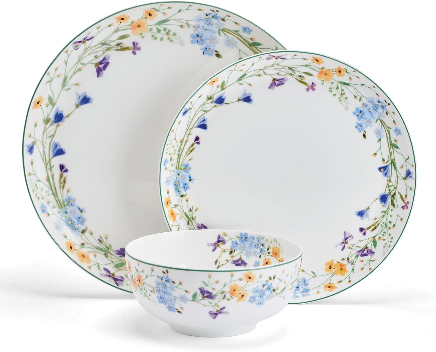 Mikasa Quinn Lightweight Bone China 12 Piece Dinnerware Plate Bowl Set, Service for 4