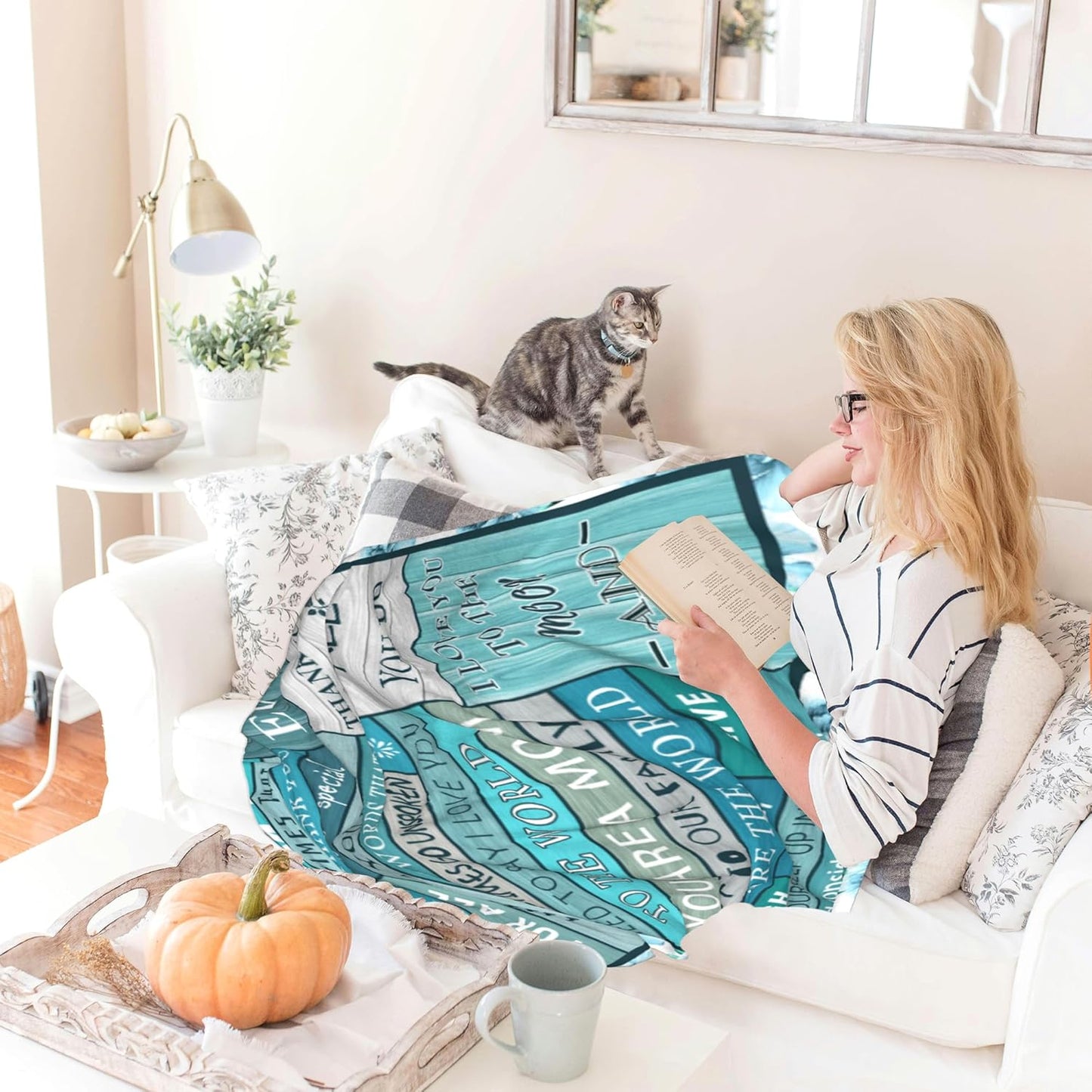 Birthday Gifts for Mom, Mom Blanket Soft Flannel Mama Blanket for Women Wife Grandma Mothers Day Anniversary from Daughter Son 50" x 60" Blue