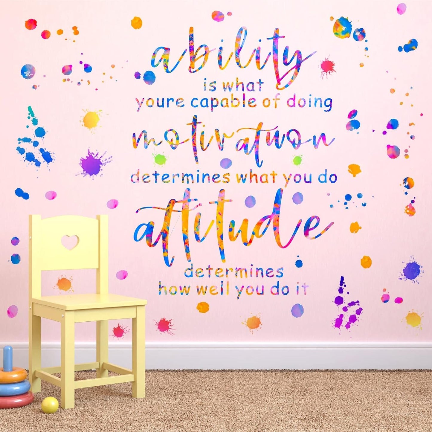 Colorful Inspirational Wall Decals Motivational Quotes Wall Stickers Peel and Stick Positive Phrases Stickers Saying Inspirational Wall Decals for Kids Room Bedroom Classroom Playroom Decor