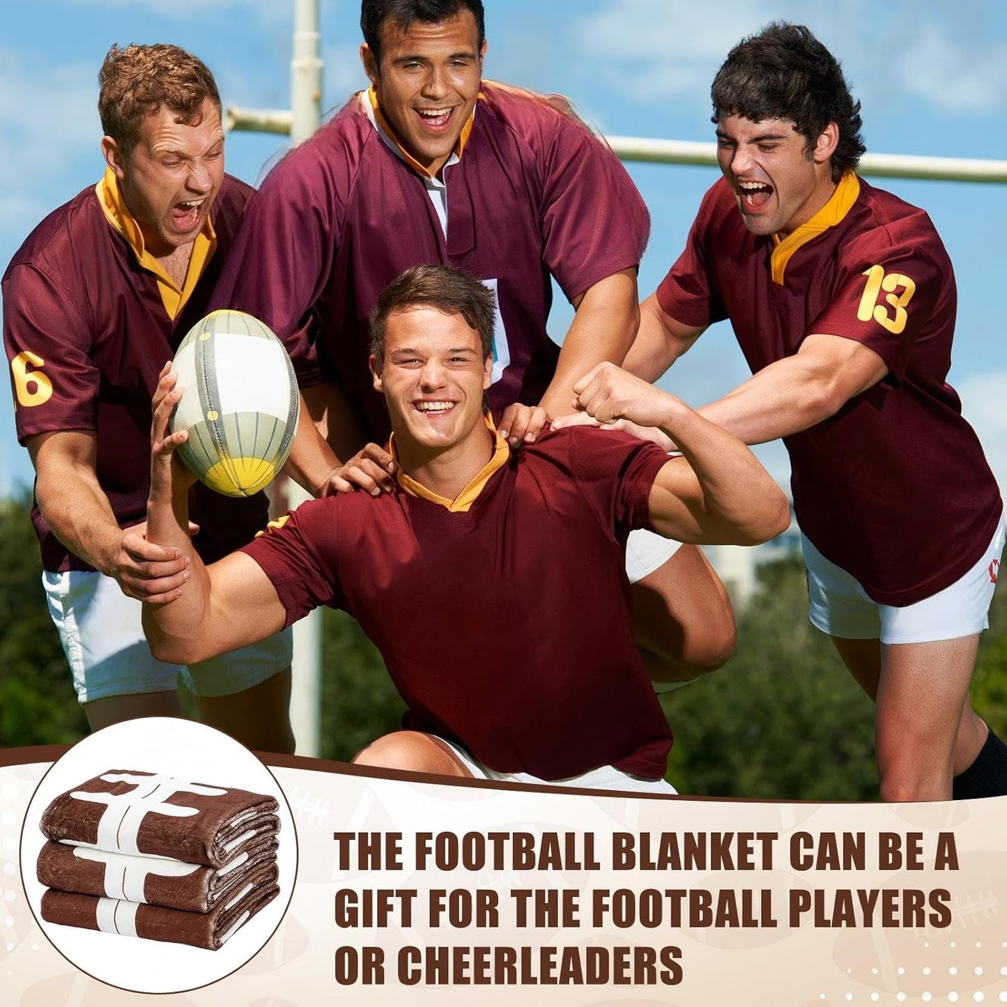 1 Pcs Football Flannel Blanket 40"x60" Football Fleece Throw Blanket for Teen Team Coach Gifts Ball Themed Accessories Decoration for Sport Lovers Birthday Christmas Adult Gift Favors