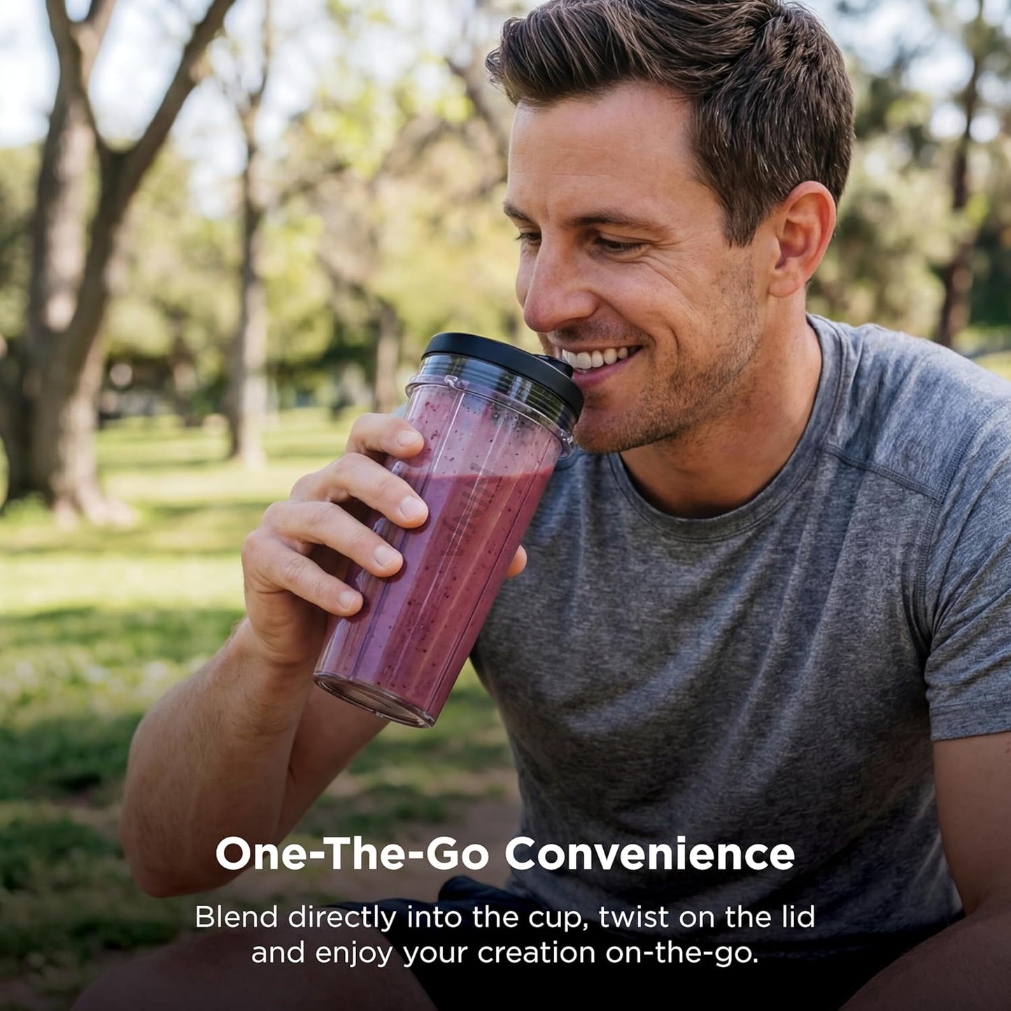 Ninja BN301 Nutri-Blender Plus Compact Personal Blender, 900-Peak-Watt Motor, Frozen Drinks, Smoothies, Sauces & More, (3) 20 oz. To-Go Cups, (2) Spout-Lids (1) Storage-Lid, Dishwasher Safe, Silver
