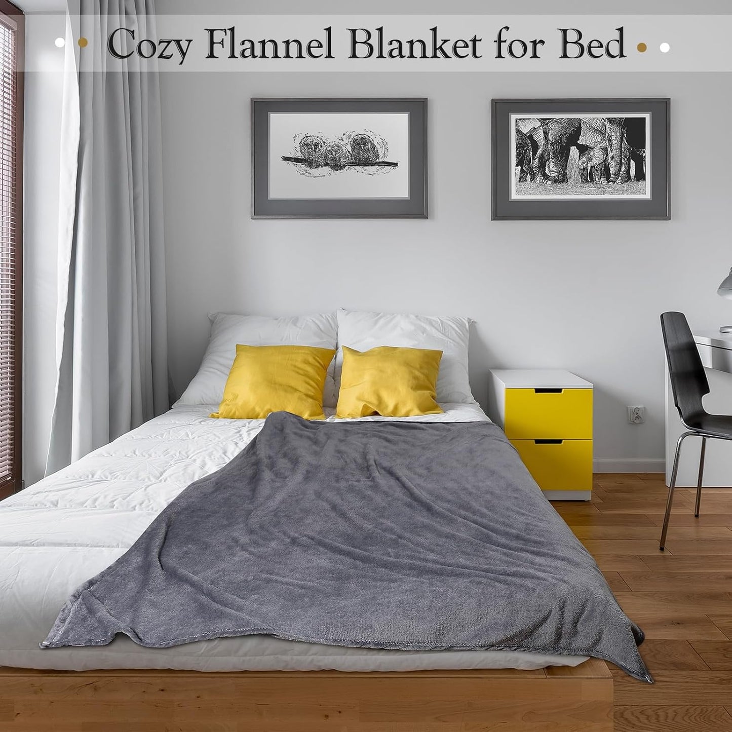 Peryiter 4 Pcs Fleece Throw Blanket Bulk Sofa Blanket Fuzzy Plush Warm Soft and Breathable Lightweight Throw Blankets for Couch for Living Room Bed Travel Couch Sofa(White, Gray,50'' X 60'')