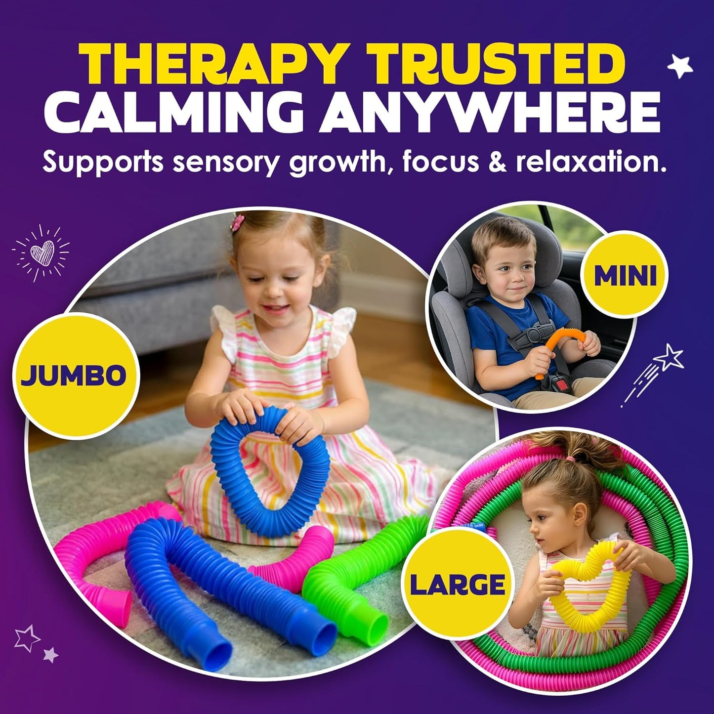 Nutty Toys Pop Tubes - Large 8-Pack Sensory Toys - Creative STEM Learning for Kids & Toddlers - Connect & Pop! Top ADHD Autism Fidget 2026, Best Boy & Girl Easter Basket Stuffers Gifts Idea