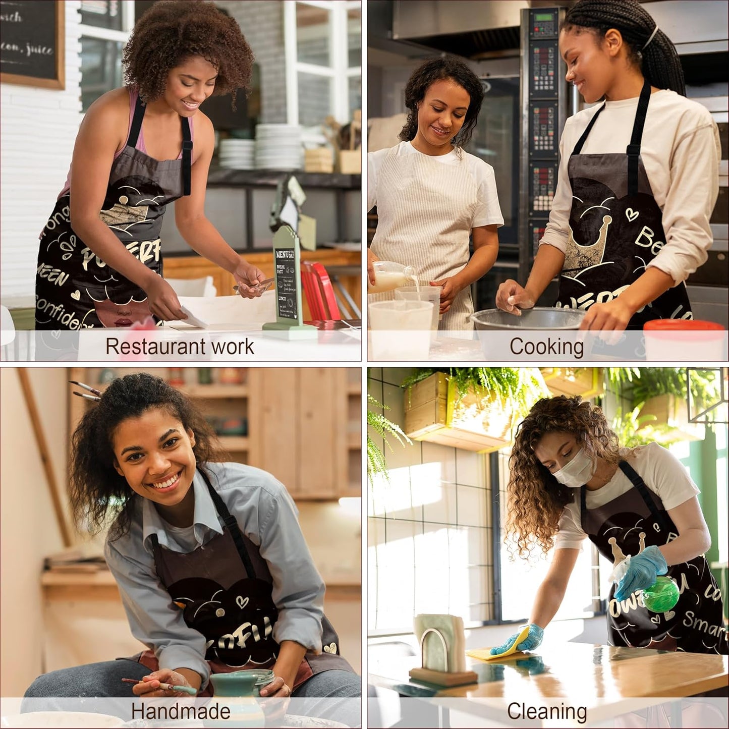 Aprons For Women With Pockets African Art Apron Black Girl Kitchen Adjustable Aprons For Women Waterproof Oil Proof 33x28in