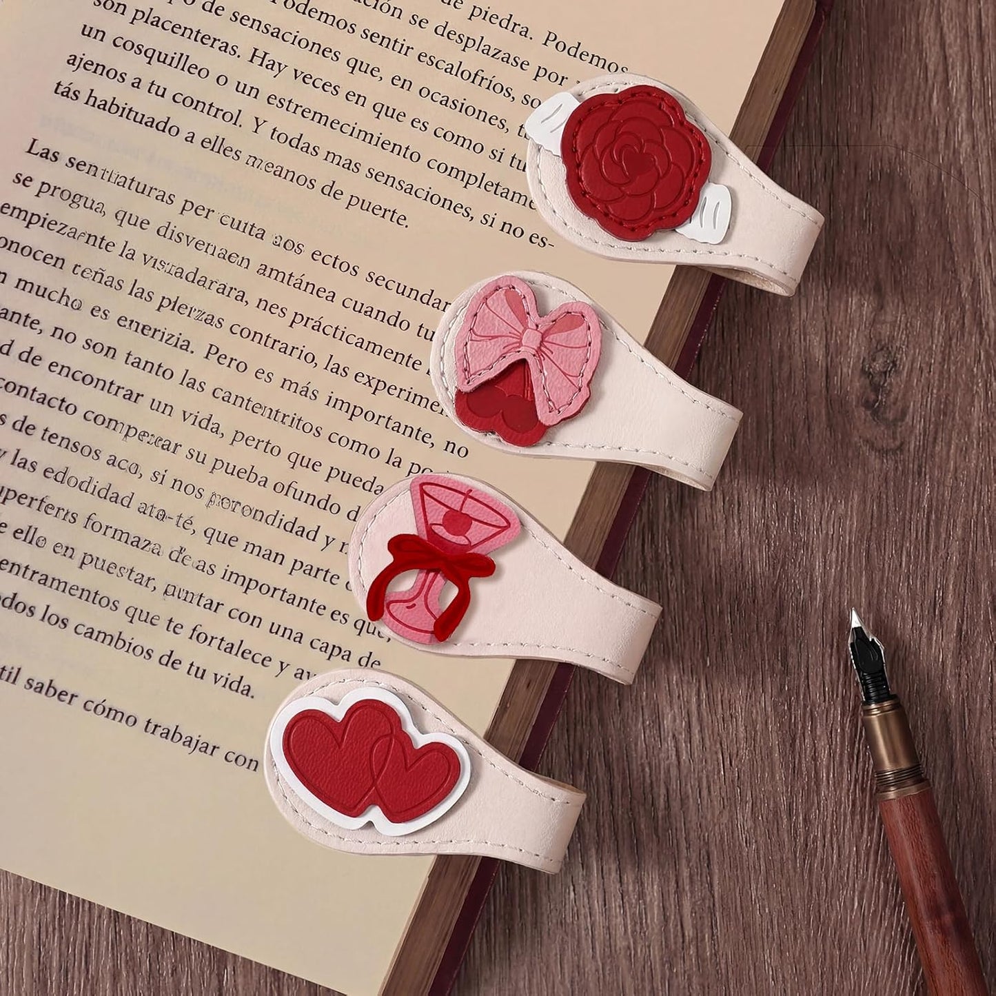 4Pcs Magnetic Leather Bookmark, Easter Gifts Easter Basket Stuffers Magnetic Book Marks for Reading Women Book Lovers Gifts PU Bookmarks Clip Book Accessories