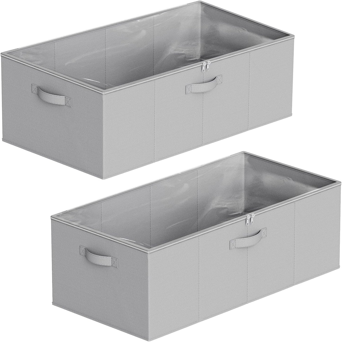 SpaceAid 2 Pack 10" High Under Bed Storage Containers, Large Underbed Storage Organizer Bins with Lids for Bedroom, Dorm, Clothes, Closet Organization, Bed Sheets and Blankets (Gray)