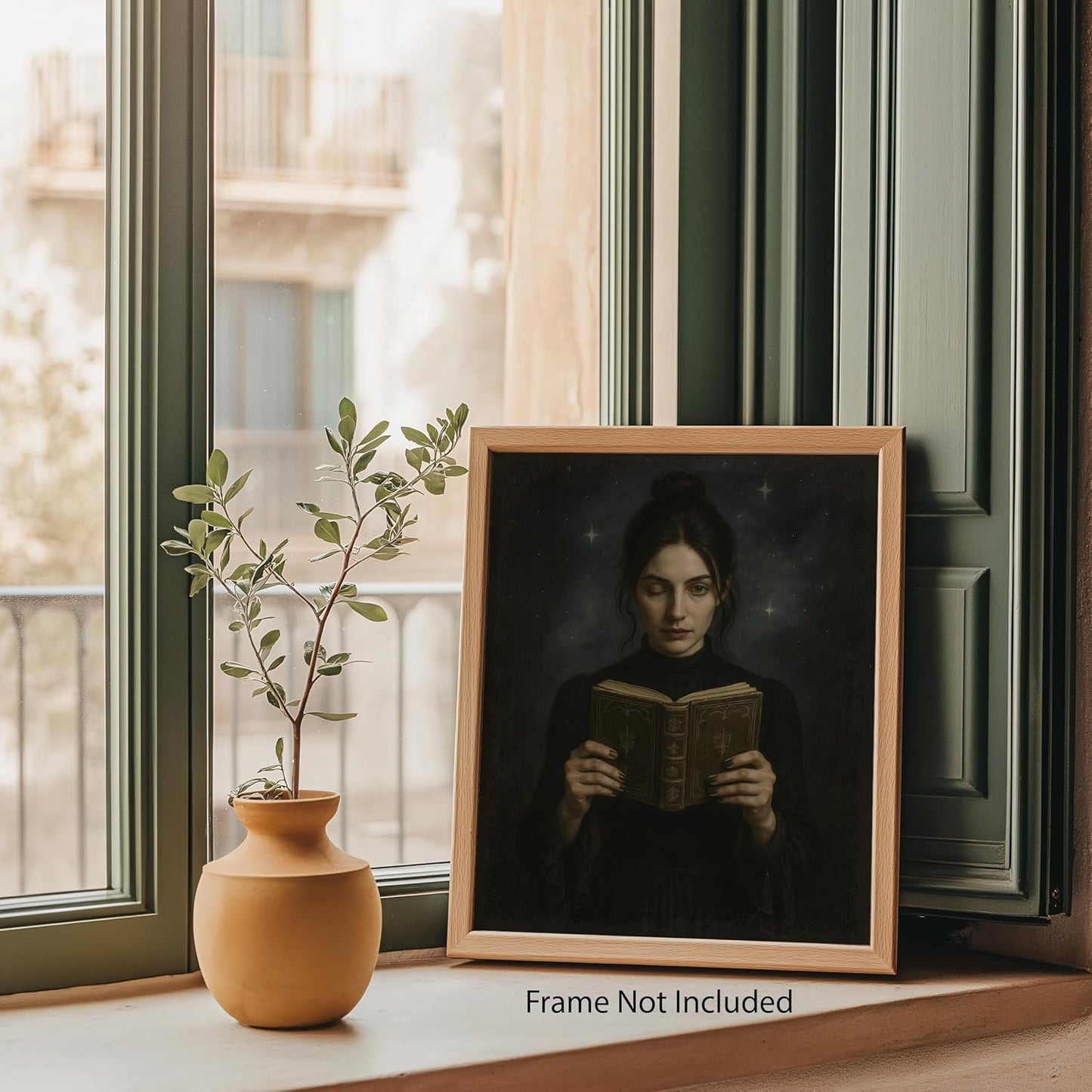 ZUKIY Gothic Reader in Shadows - Gothic Wall Art - Dark Academia Poster - Decor Wall - Artwork - Art Print - Unframed 8x10 Poster for Bedroom Office Library Studio