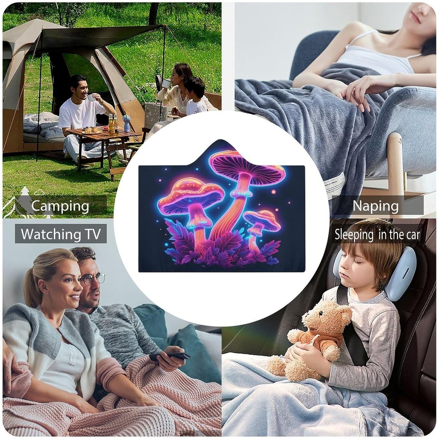 Wearable Blanket Hoodie Mushroom, Multi-size Hooded Blanket, Gift for Mom Women Wife Girlfriend Men Adults Teens, Warm Cozy Wearable Blanket with Hood-C1-M