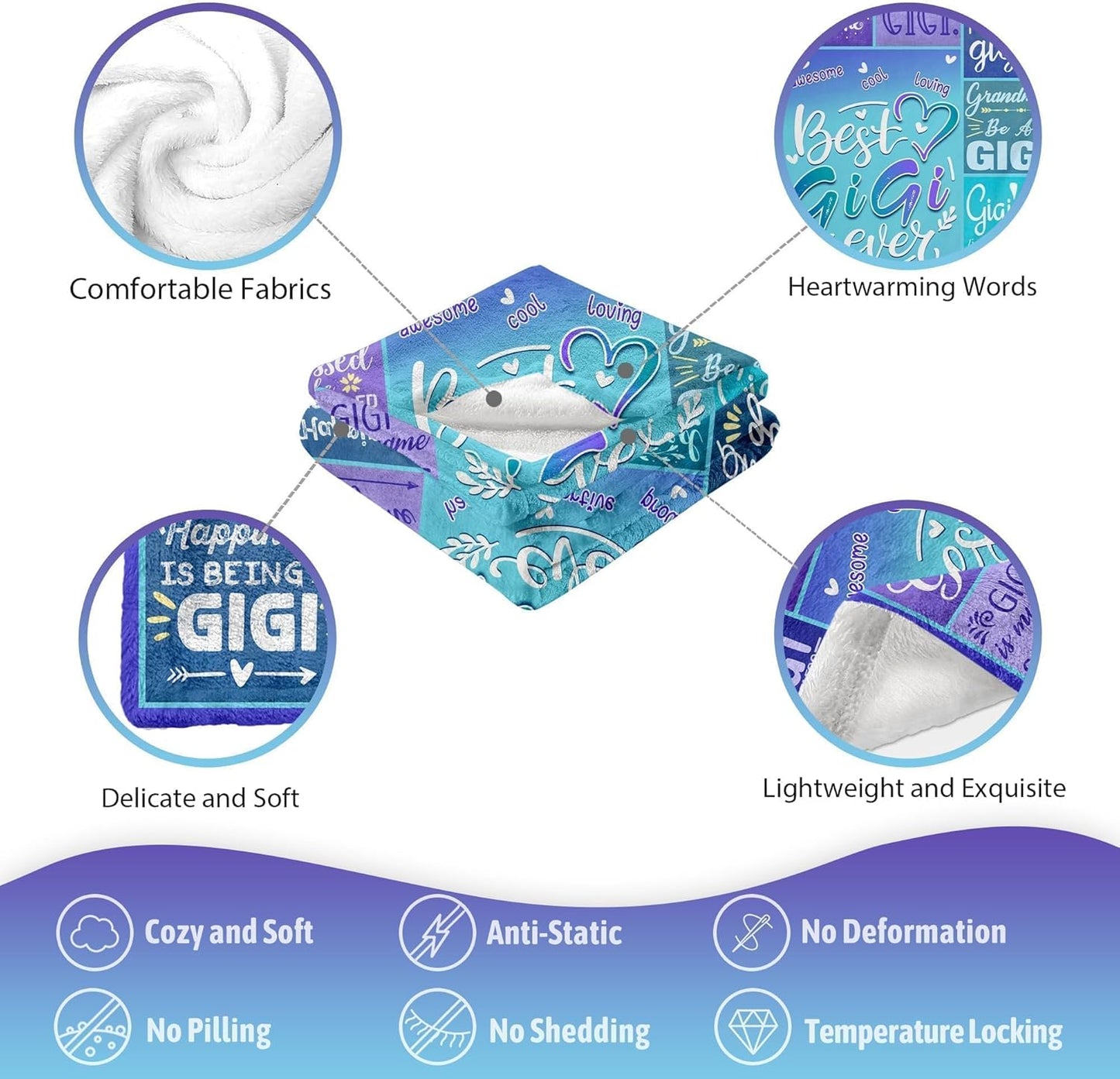 Gigi Gifts, Gigi Gifts for Grandma, Best Gigi Ever Gifts, Birthday Gifts for Gigi, Gift for Gigi from Grandkids Granddaughter, Gigi Gift for Christmas Mothers Day Throw Blanket 50"x60"