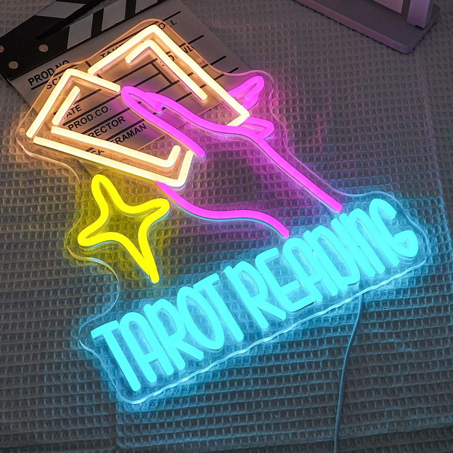 Tarot Reading Neon Sign for Wall Decor Tarot Neon Light Divination LED Neon Sign Colorful Led Neon Light for Tarot Hall Card Studio Bedroom Shop Decoration