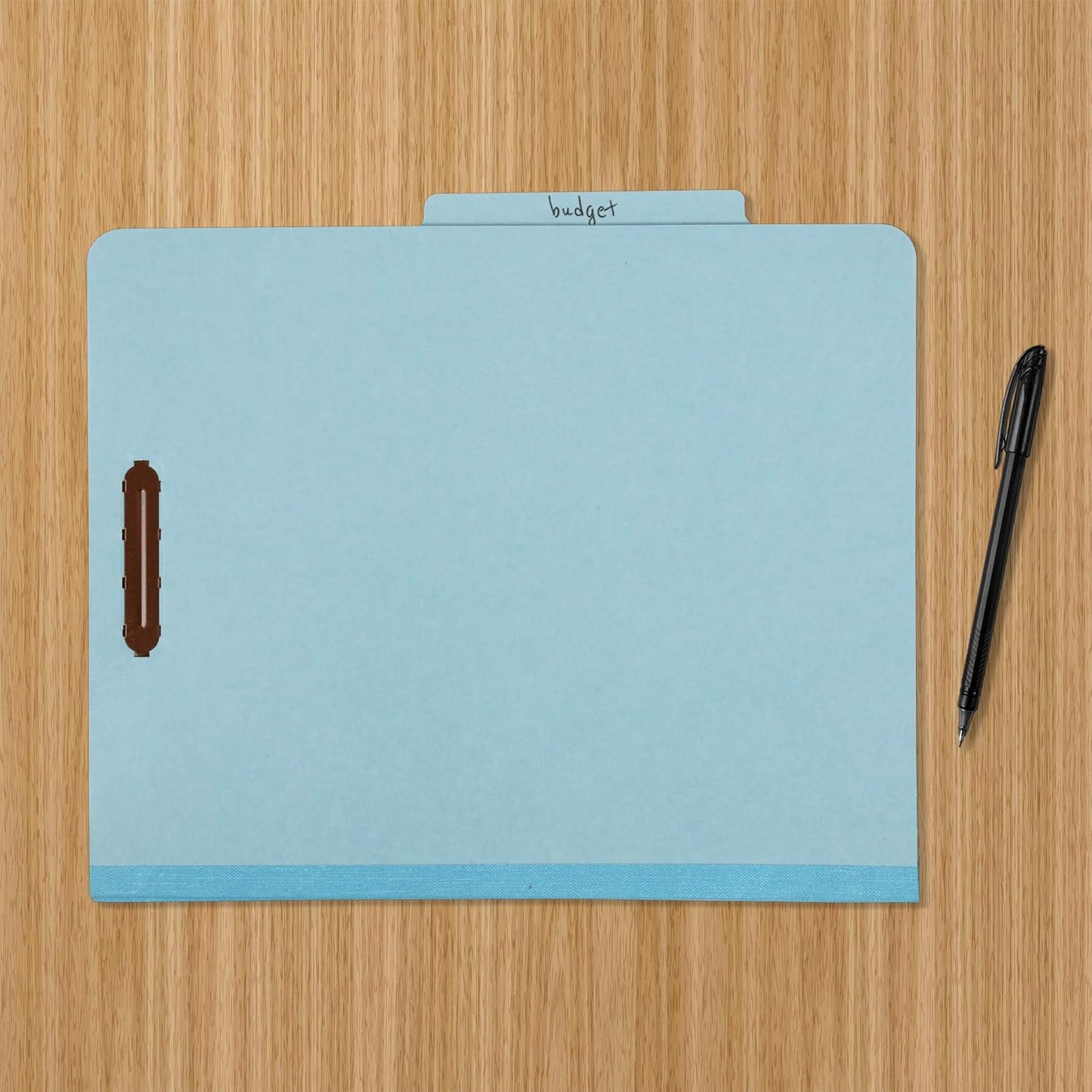 Amazon Basics Classification Folder with Prongs, 100% Recycled, 2 Dividers, 2" Embedded Fasteners, Letter Size, for Documents Organization, Light Blue, 10 Count