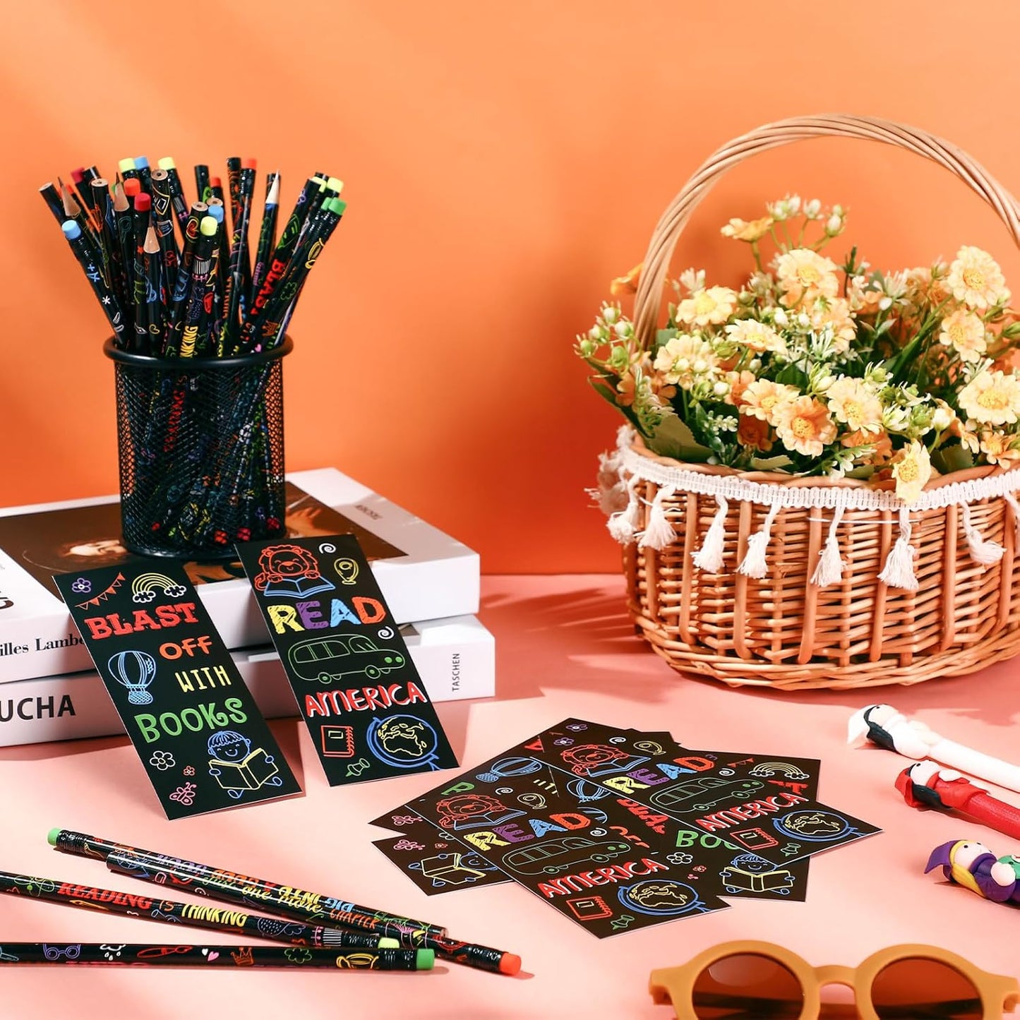 120 Pcs Read Across America Day Gifts for Students: Reading Motivational Bookmarks and Pencils Bulk Set, National Reading Month Teacher Rewards, Classroom School Stationery Party Favors