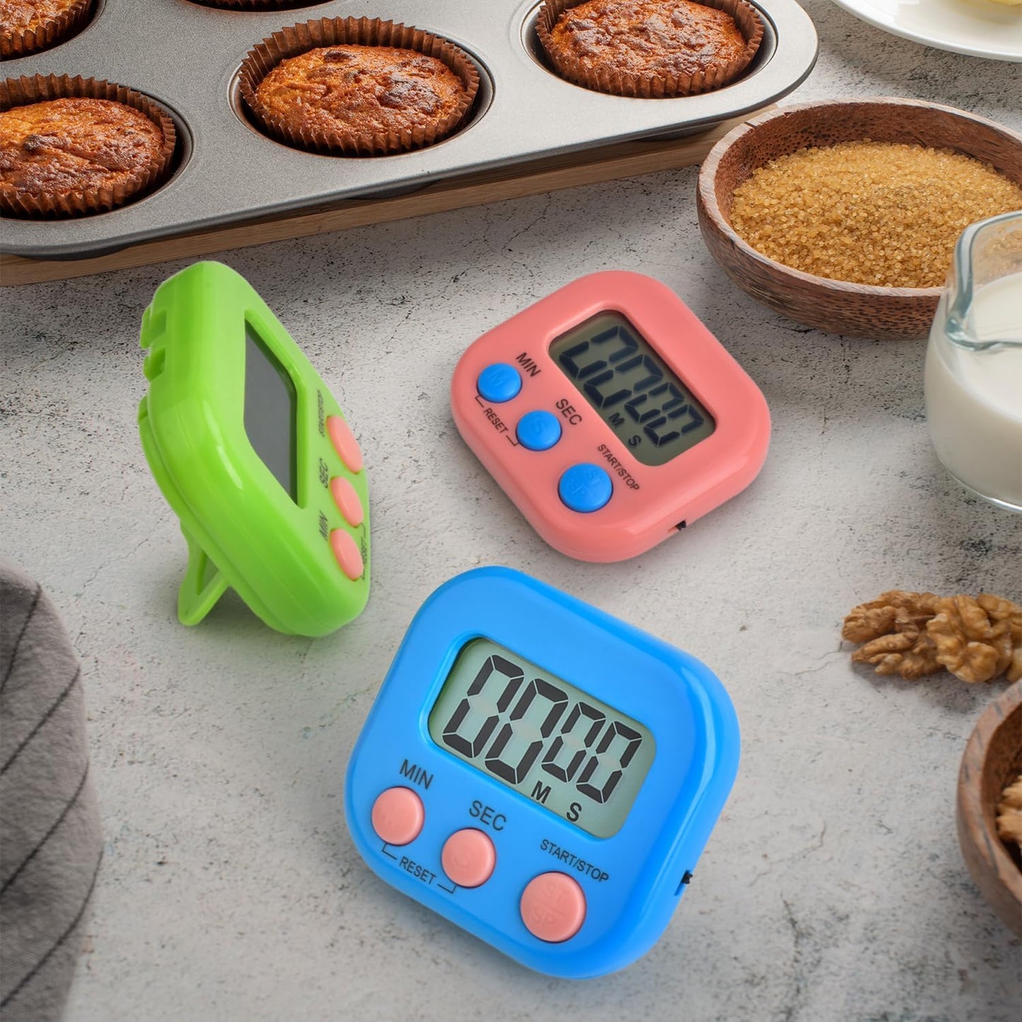 6 Pcs Multi-Function Electronic Timer, Small Timers for Classroom Digital Kitchen Timer Magnetic Digital Timer Countdown Time for Cooking Game Gym Break Time Classroom (Pink,Blue,Green, 3)