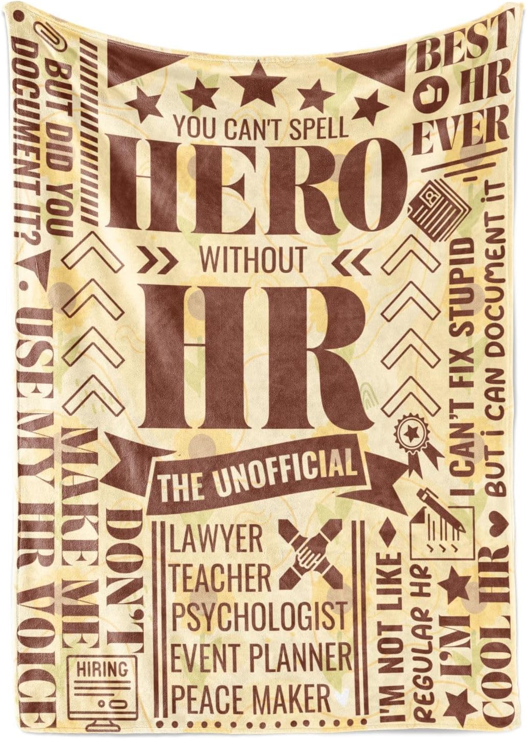 HR Gifts, Human Resources Blanket for Women, Specialist, HR Manager, Coworker, Throw Blanket 50x65 Inche - You Can't Spell Hero Without HR