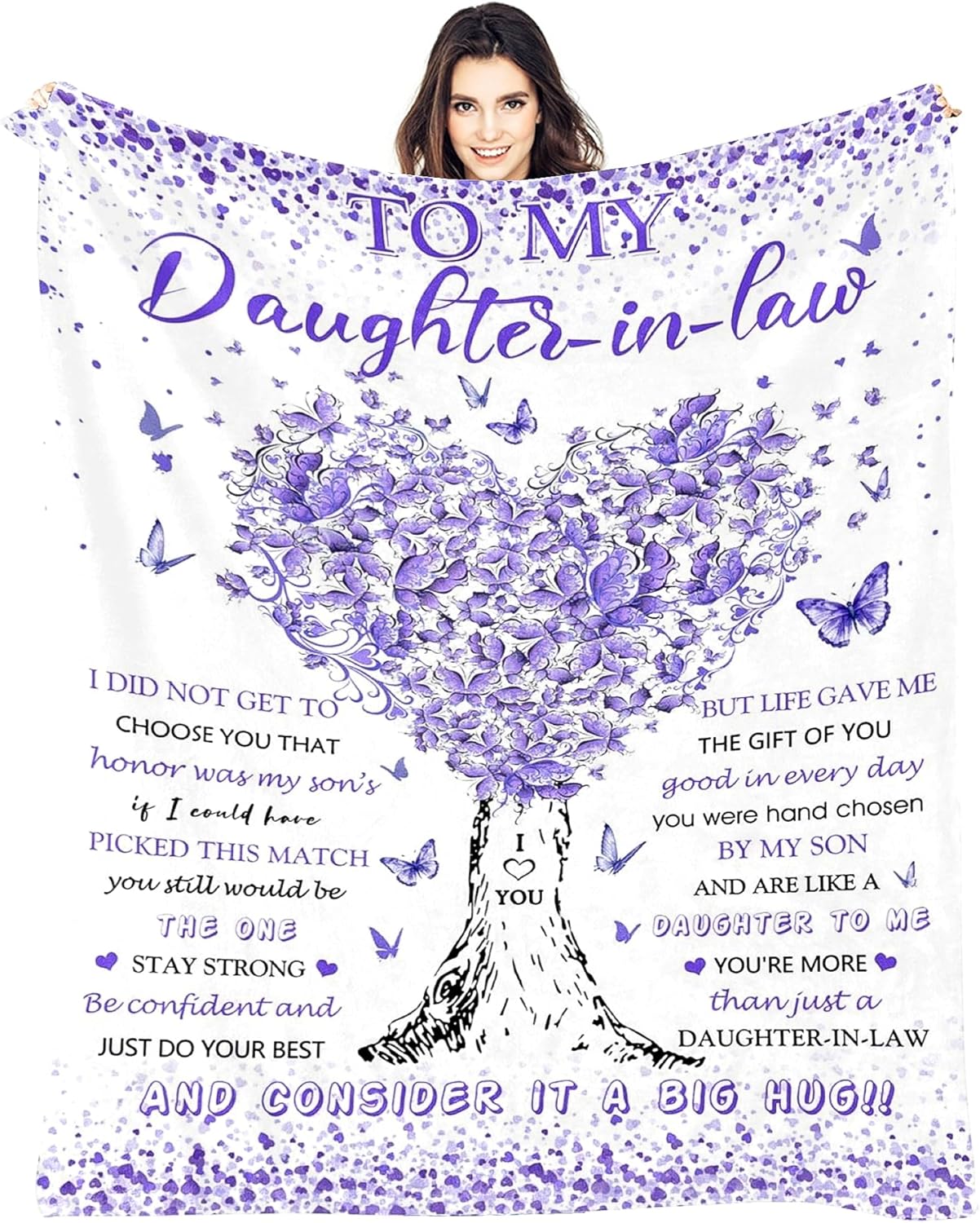 Daughter in Law Gifts from Mother in Law, Birthday Gifts for Daughter in Law, Unique Purple Women Throw Blanket Gift for Wedding Christmas, Super Soft Warm Blanket 60"X50" for Couch Bedroom Livingroom