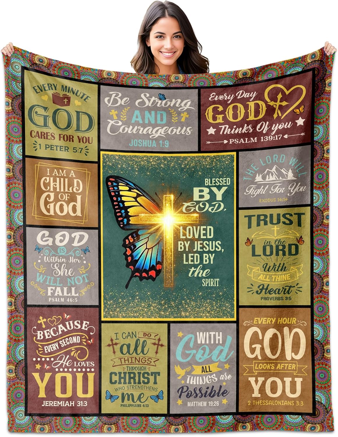 Christian Gifts for Women Throw Blanket 60"x50", Christian Birthday Gifts, Religious/Spiritual Gift for Women Bible