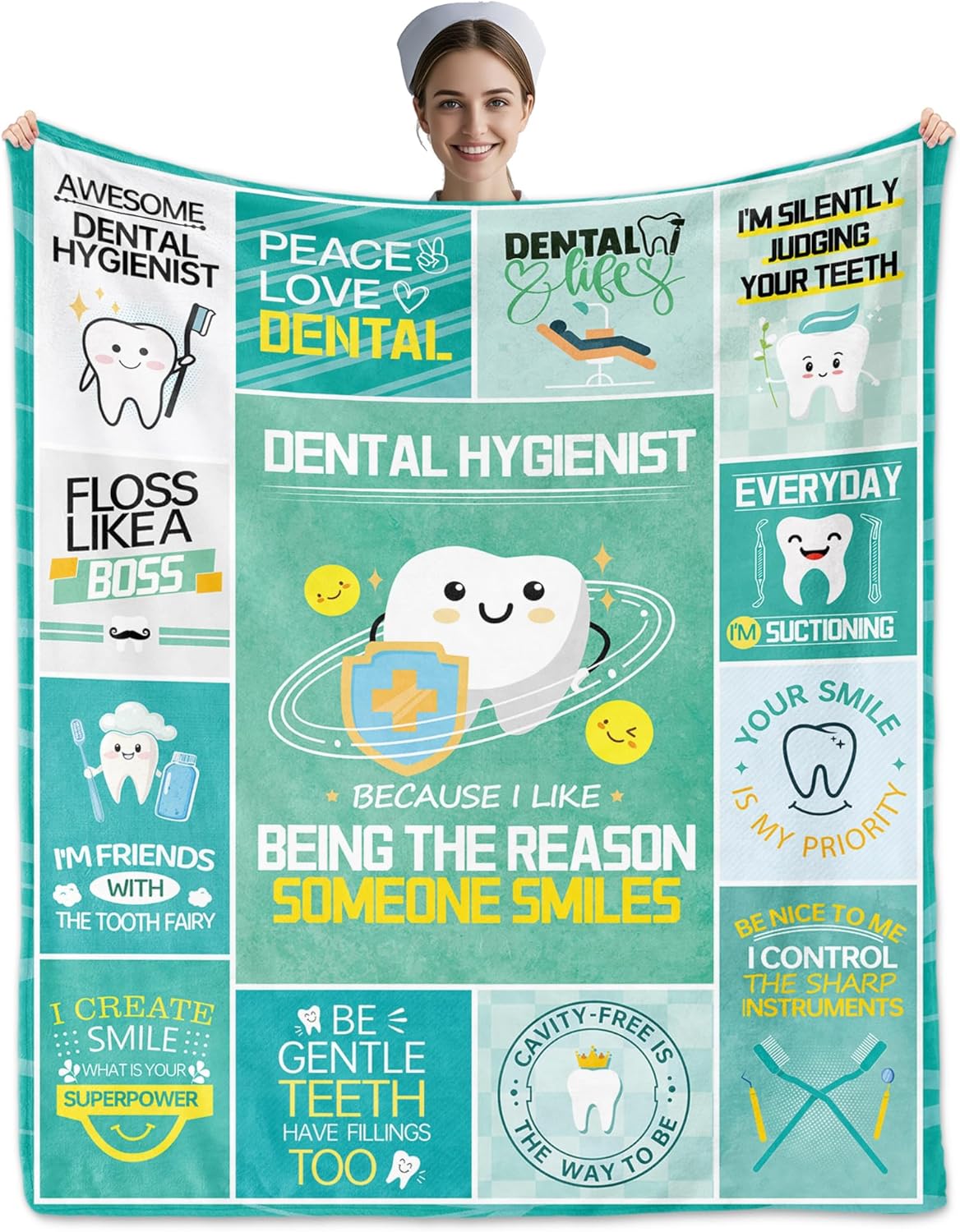 Dental Hygienist Gifts for Women, Gifts for Dental Hygienist, National Dental Hygienists Week Gifts, Dental Hygienist Birthday Gift Blanket 60"X50", Dental Hygienist Gifts for Christmas Xmas