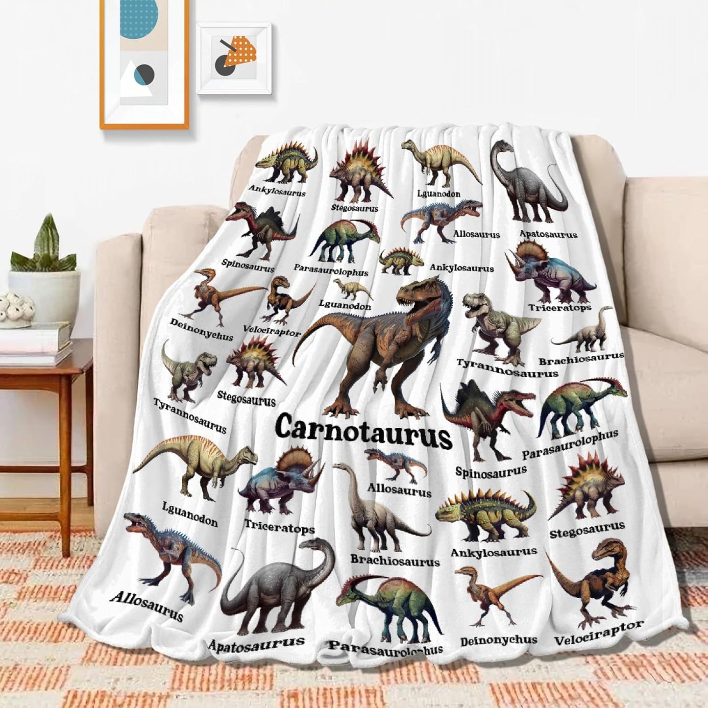 Dinosaur Blanket Gift for Boys, Jurassic Dino Dinosaurs Throw Blanket Gifts for Teens Girls Animal Wild Decor Plush Soft Lightweight Flannel Fleece Dinosaurs Blankets for Sofa Bed Chair 60x50In
