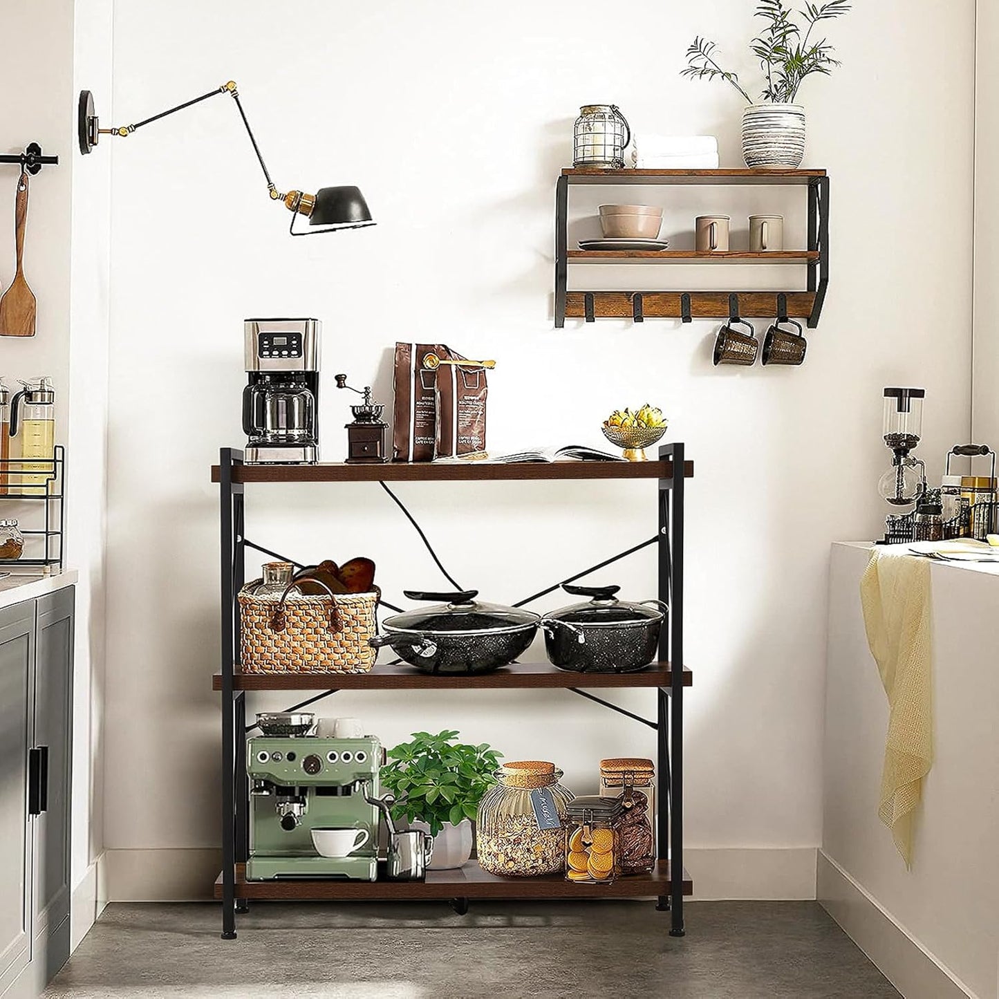 3 Tier Bookshelf 35.43" Width, Rustic Open 3 Shelf Short Bookcase with Metal Frame, Industrial Book Shelf for Home Office Bedroom Living Room (Rustic Brown)