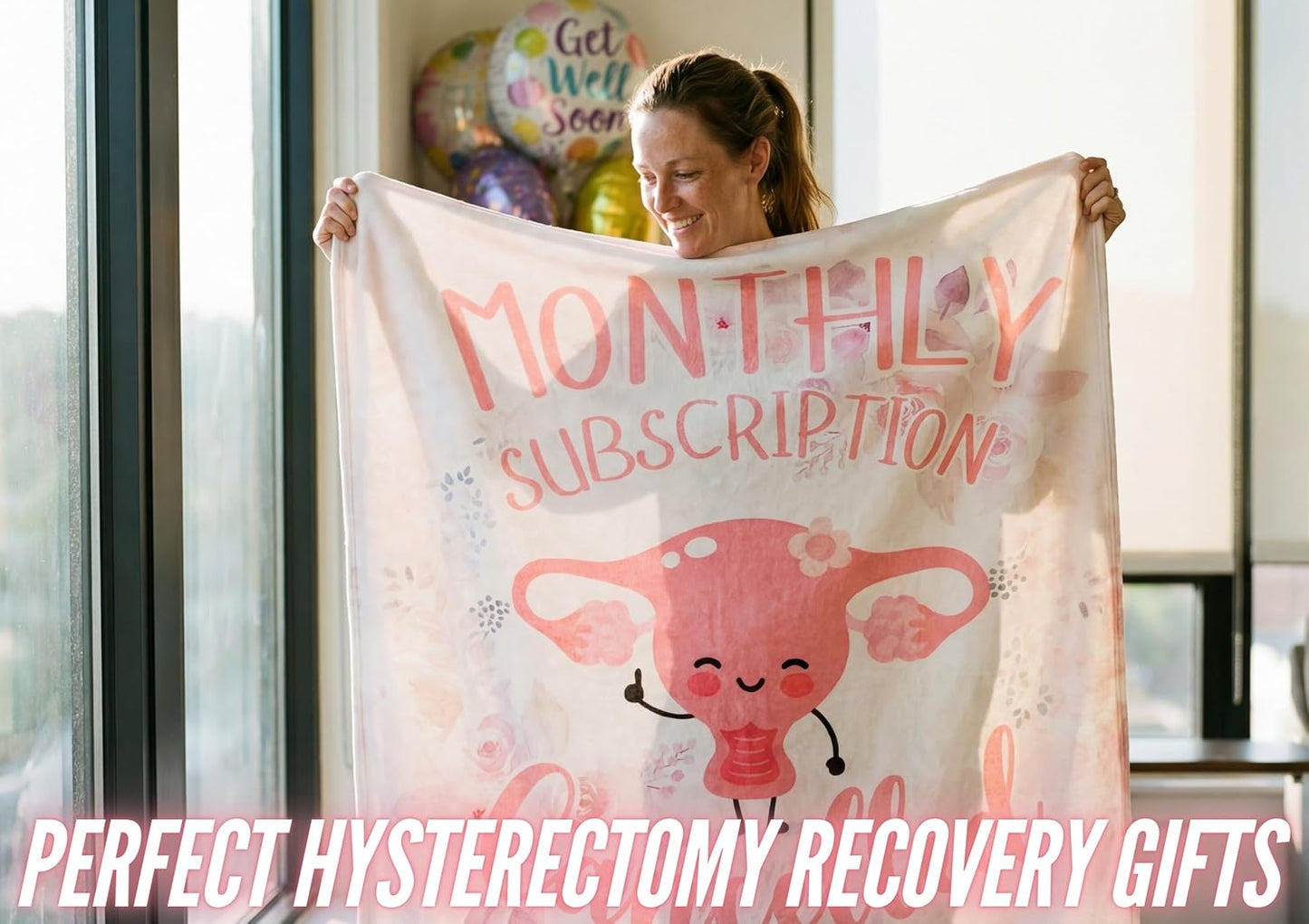 InnoBeta Hysterectomy Gifts for Women Blanket, Get Well Recovery Gifts Flannel Throw Blanket for Women, Monthly Subscription Cancelled 50"*65"