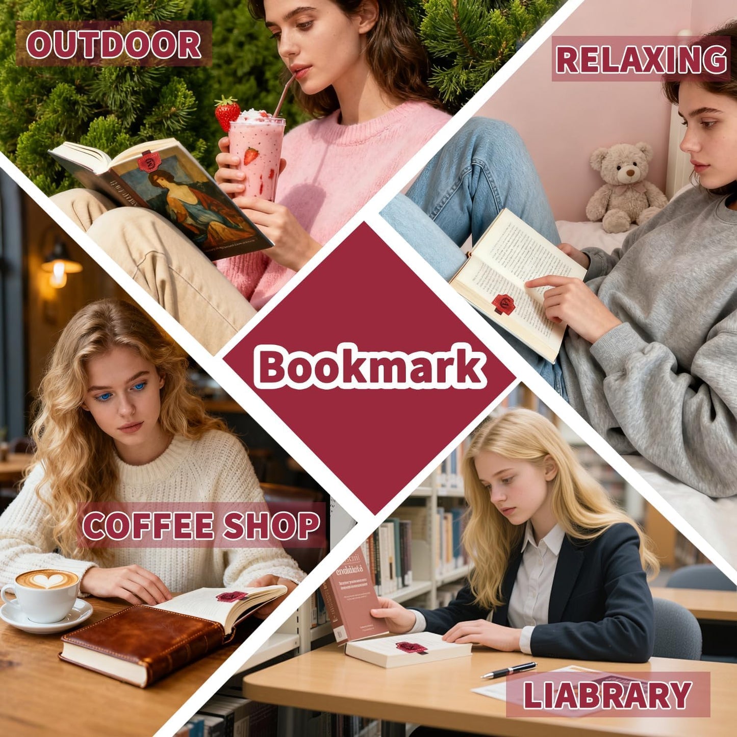 Personalized Magnetic Leather Bookmark, Bygone Mark Bookmark with Pen Holder 26 Letters Custom Book Marker Clip Book Marks for Reading Women, Men, Book Lovers Gifts, (Red-K)