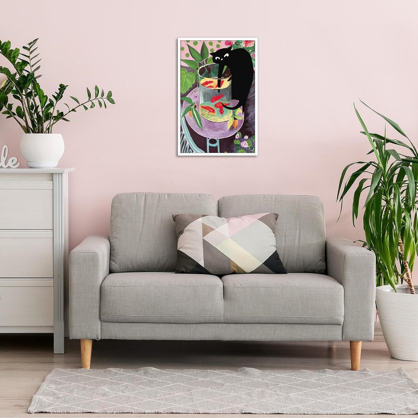TYOHU Retro Matisse Goldfish And Cat Posters Trendy Funny Black Cat Wall Art Prints Cute Colorful Table Goldfish Prints Painting For Home Bedroom Dorm Wall Decor 12x16in Unframed