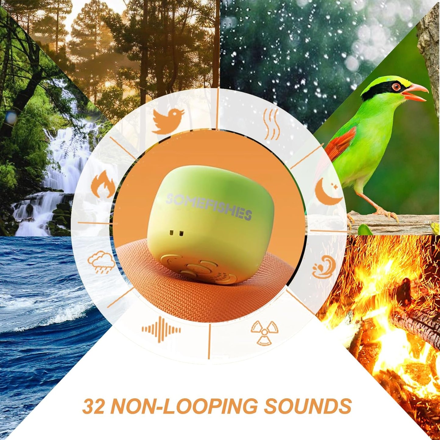 Portable White Noise Machine for Adults Kids Baby，Mini and Tiny,Travel Sound Machine for Sleep, 32 Non-looping Sounds,Sound Therapy for Travel Camping Home and Office， Easy to Pocket