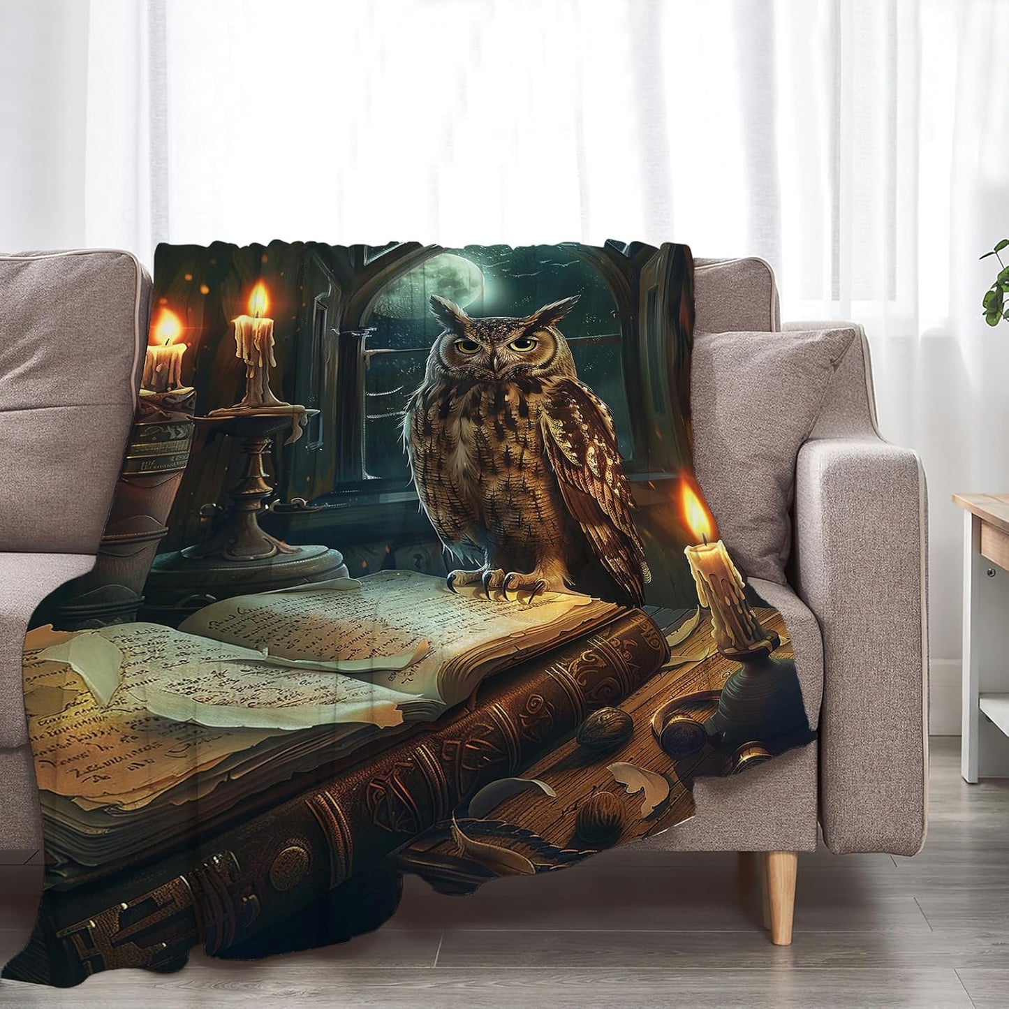 Owl Blanket Owls Gifts for Women Girls Book Throw Blanket Cozy Plush Fleece Flannel Lightweight Fuzzy Party Blankets for Bed Decor 50"X40"